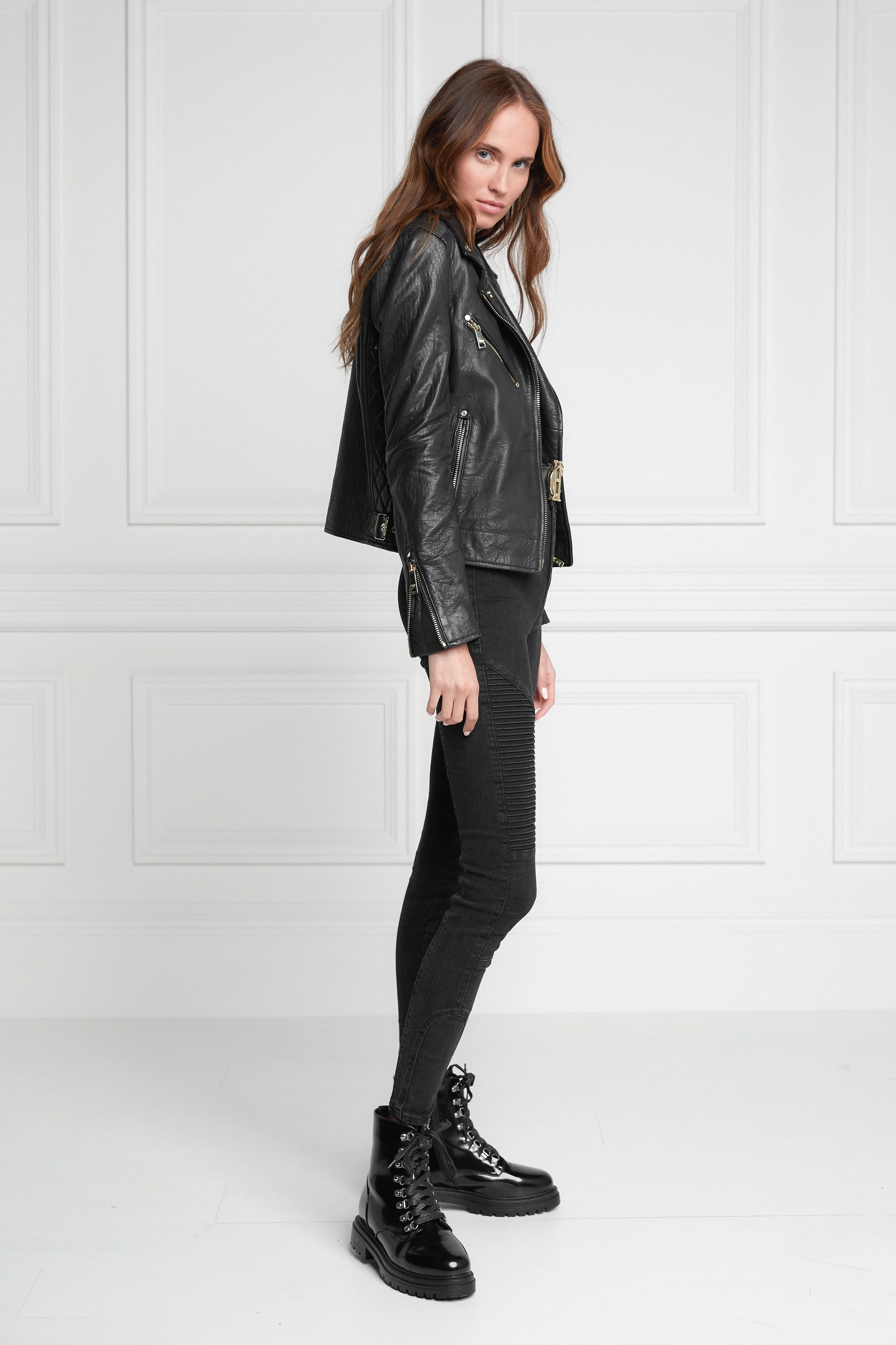 Leather Biker Jacket (Black) - Image 15
