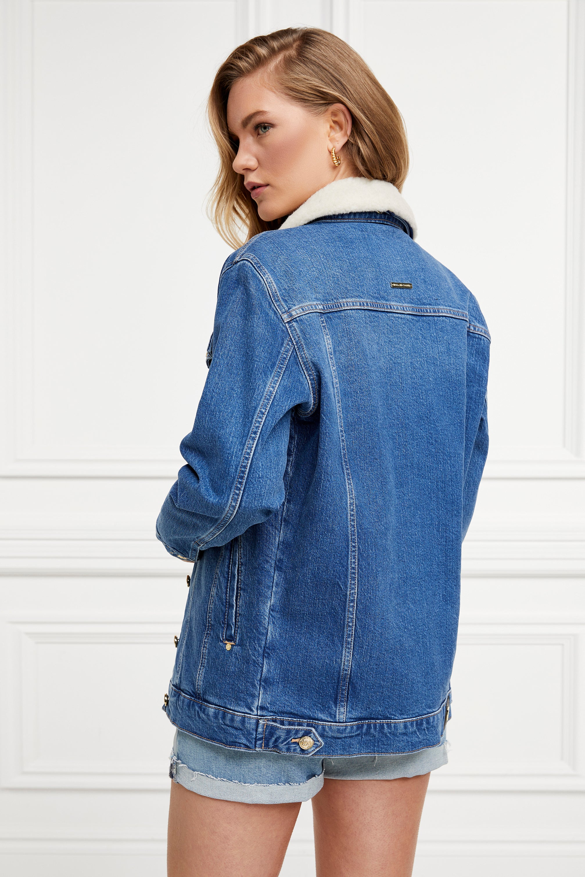 Longline Denim Jacket (Classic Indigo Sherpa) - Image 2