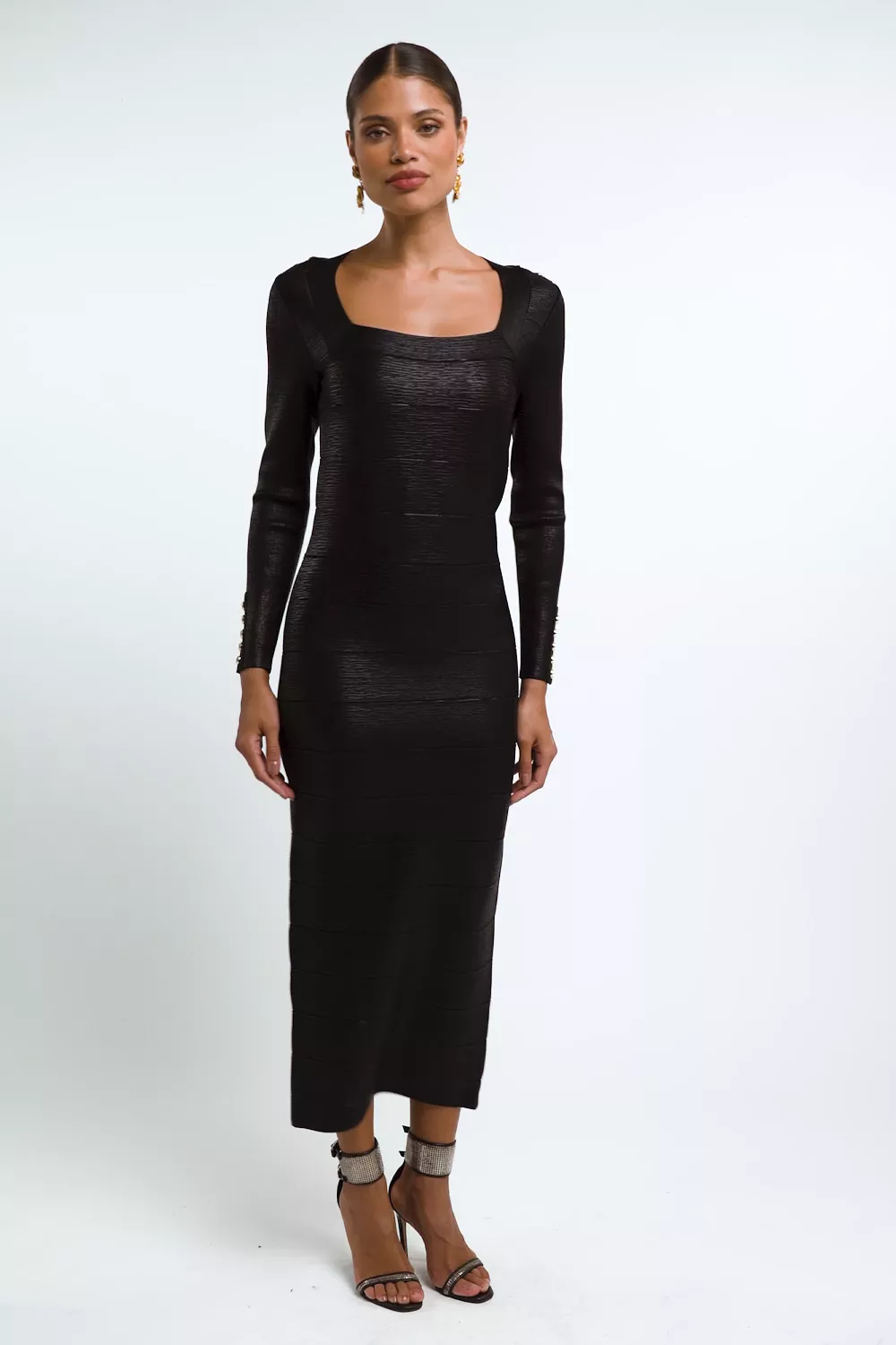 Lottie Bandage Dress (Black Foil) - Image 5