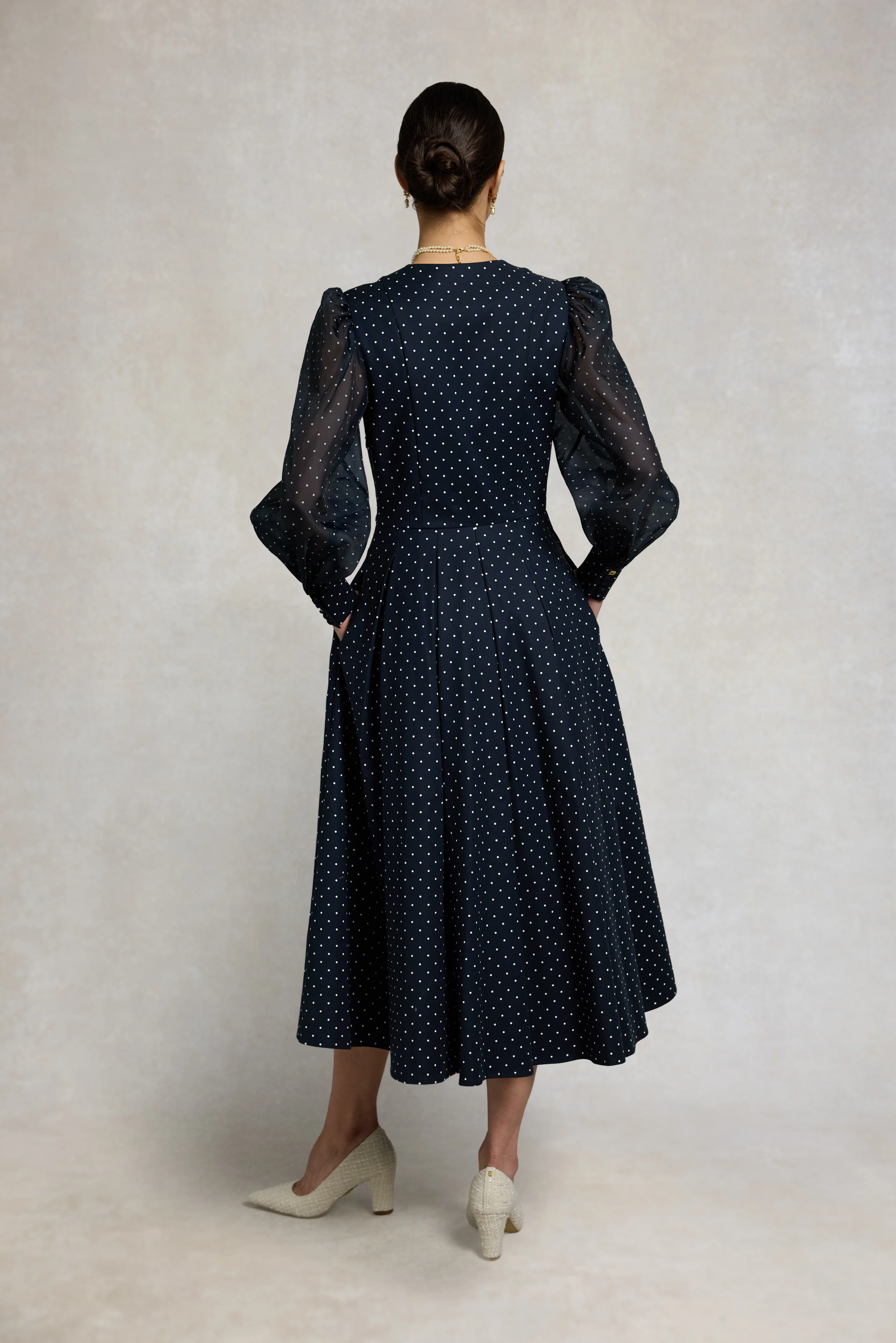 Lucie Dress (Deep Navy Polka Dot) - Image 7
