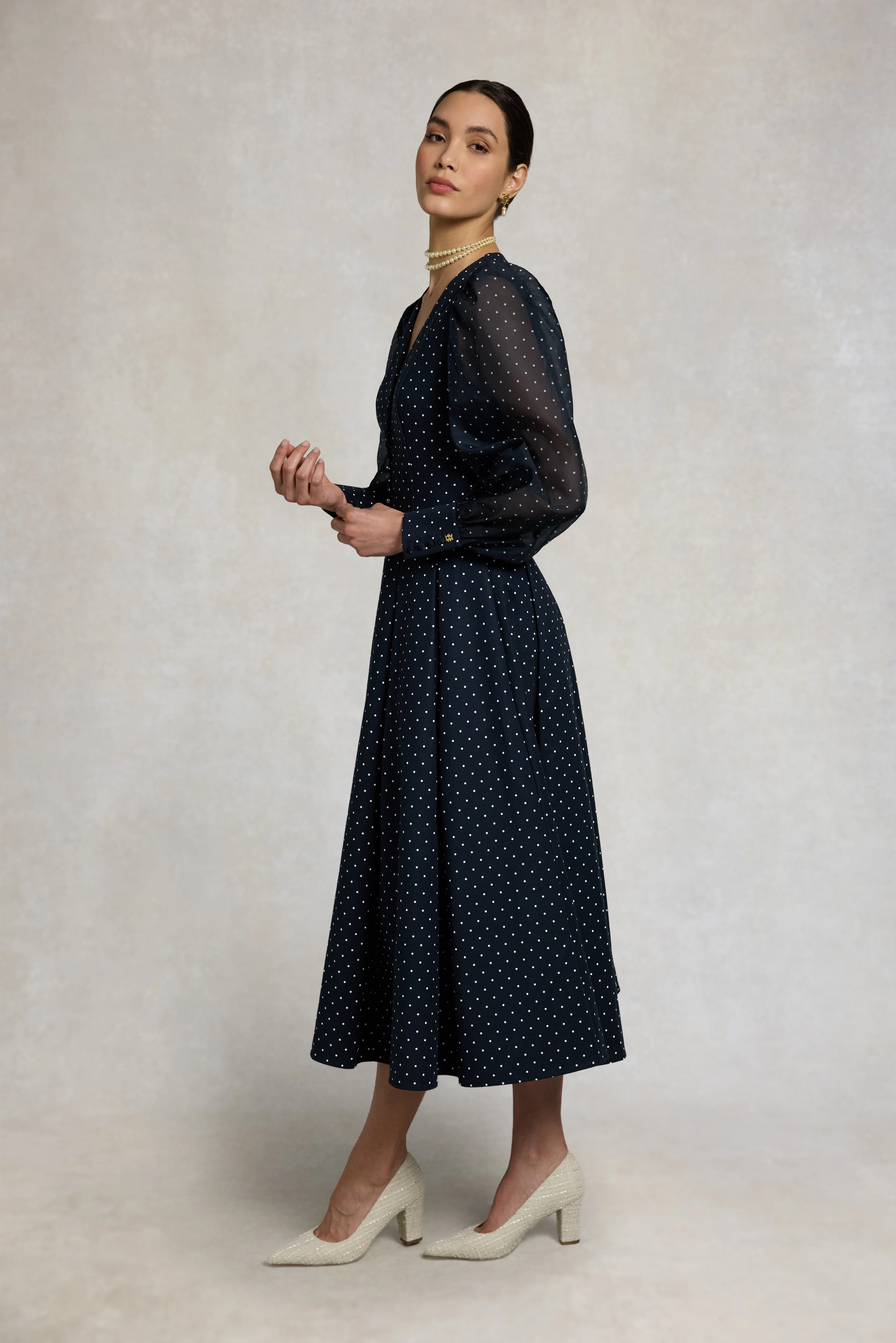 Lucie Dress (Deep Navy Polka Dot) - Image 8