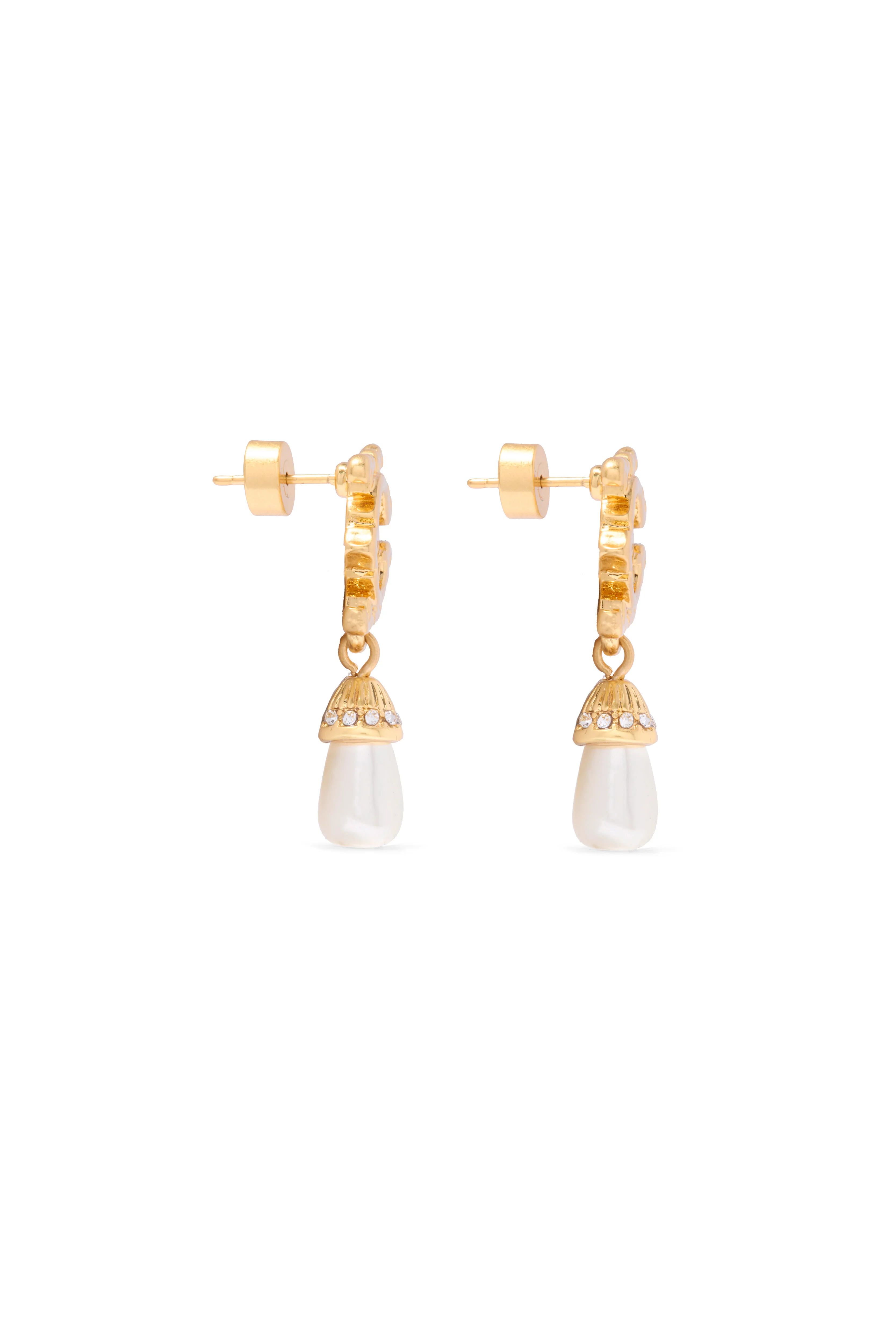 Luxury Tear Drop Earrings (Gold Pearl) - Image 5