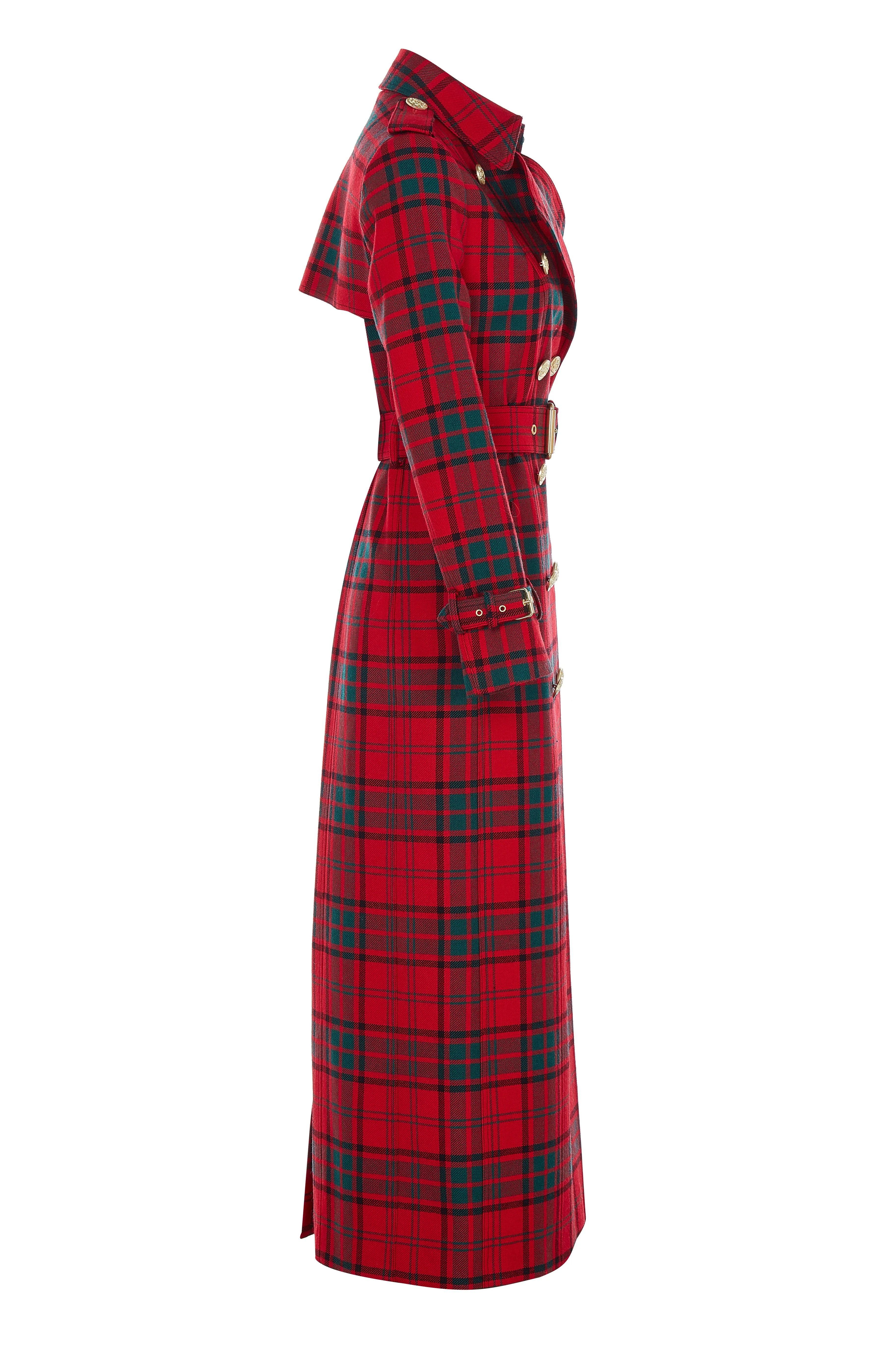 Full Length Marlborough Trench Coat (Red Tartan) - Image 10