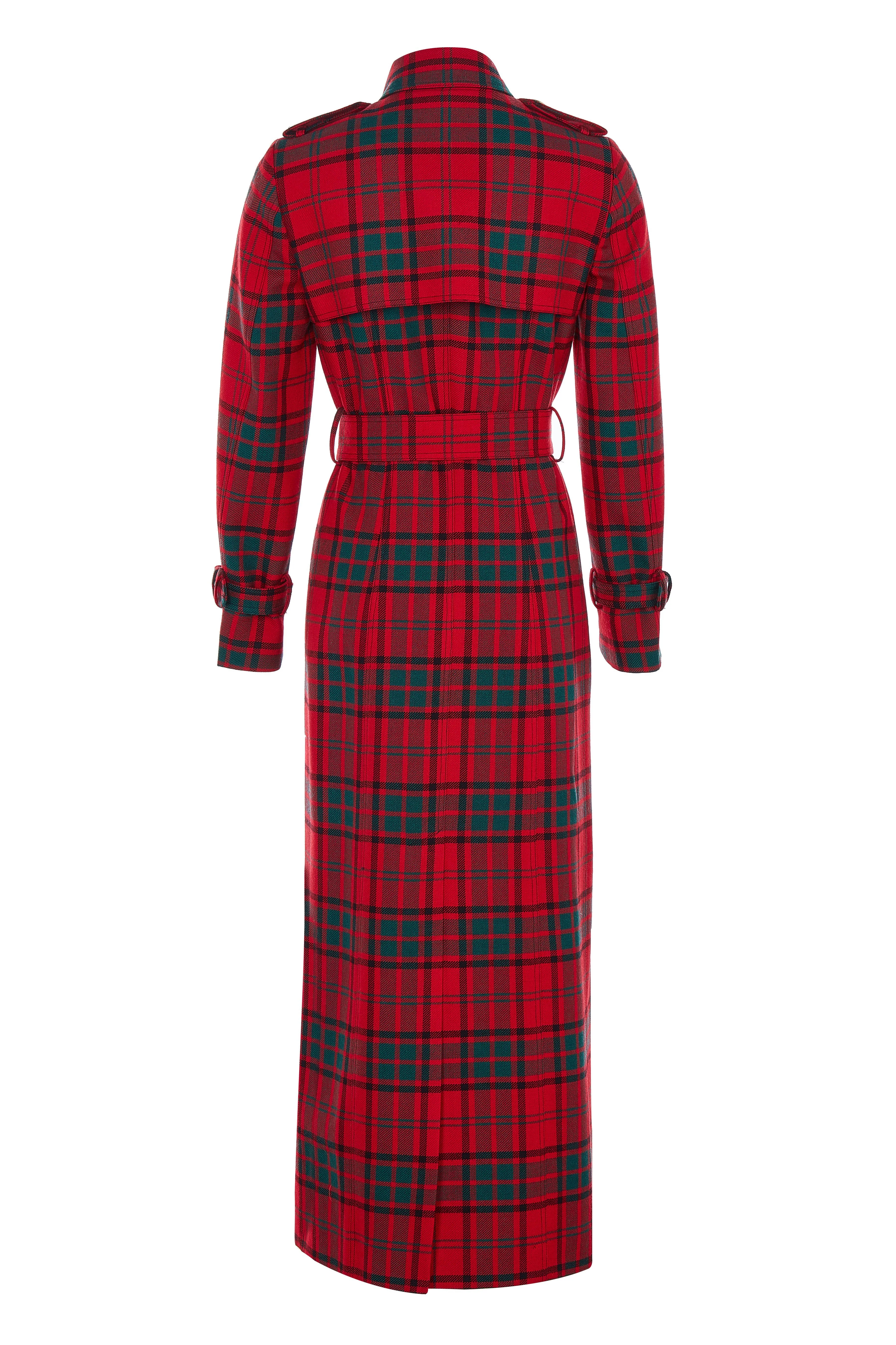 Full Length Marlborough Trench Coat (Red Tartan) - Image 11