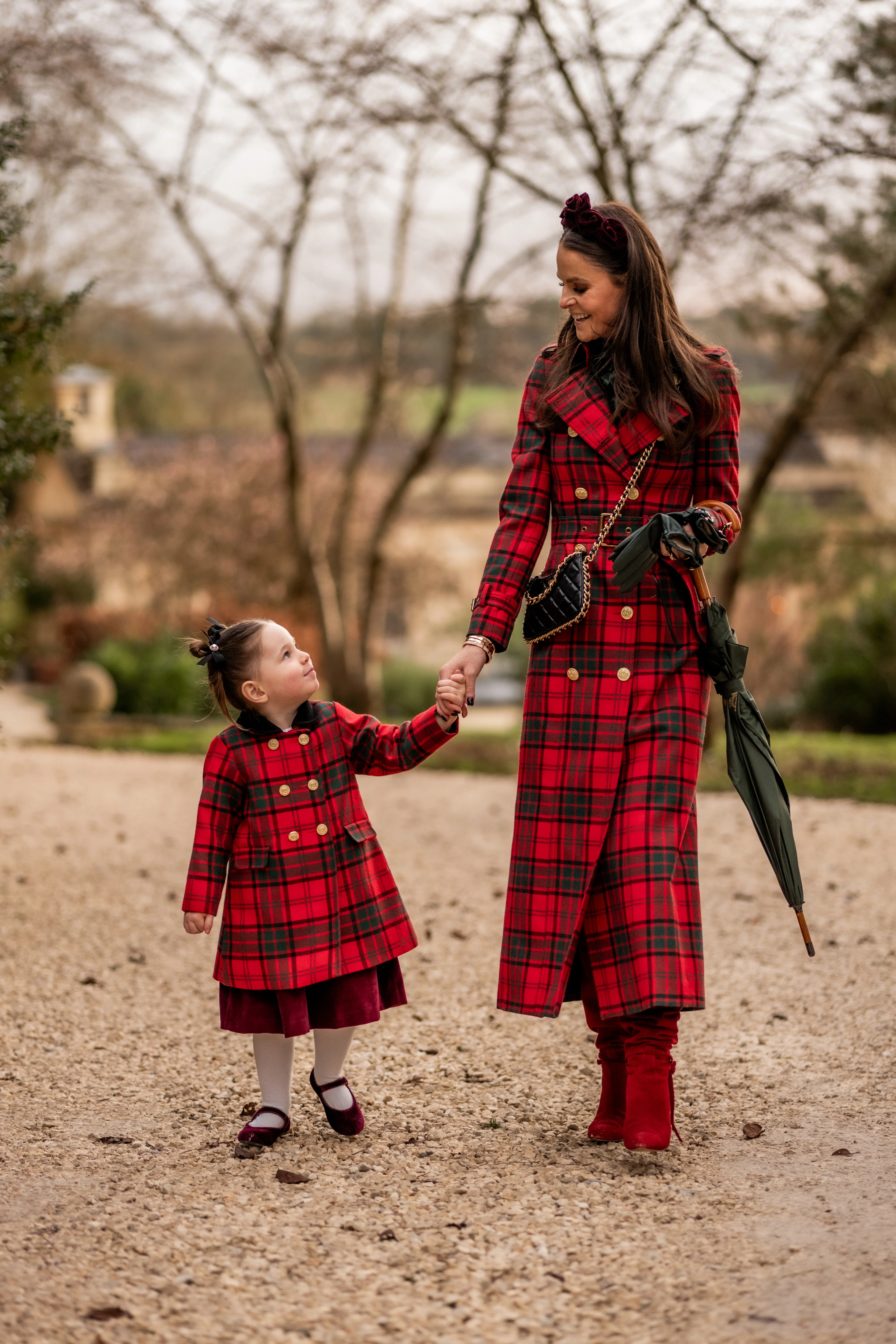 Full Length Marlborough Trench Coat (Red Tartan) - Image 2
