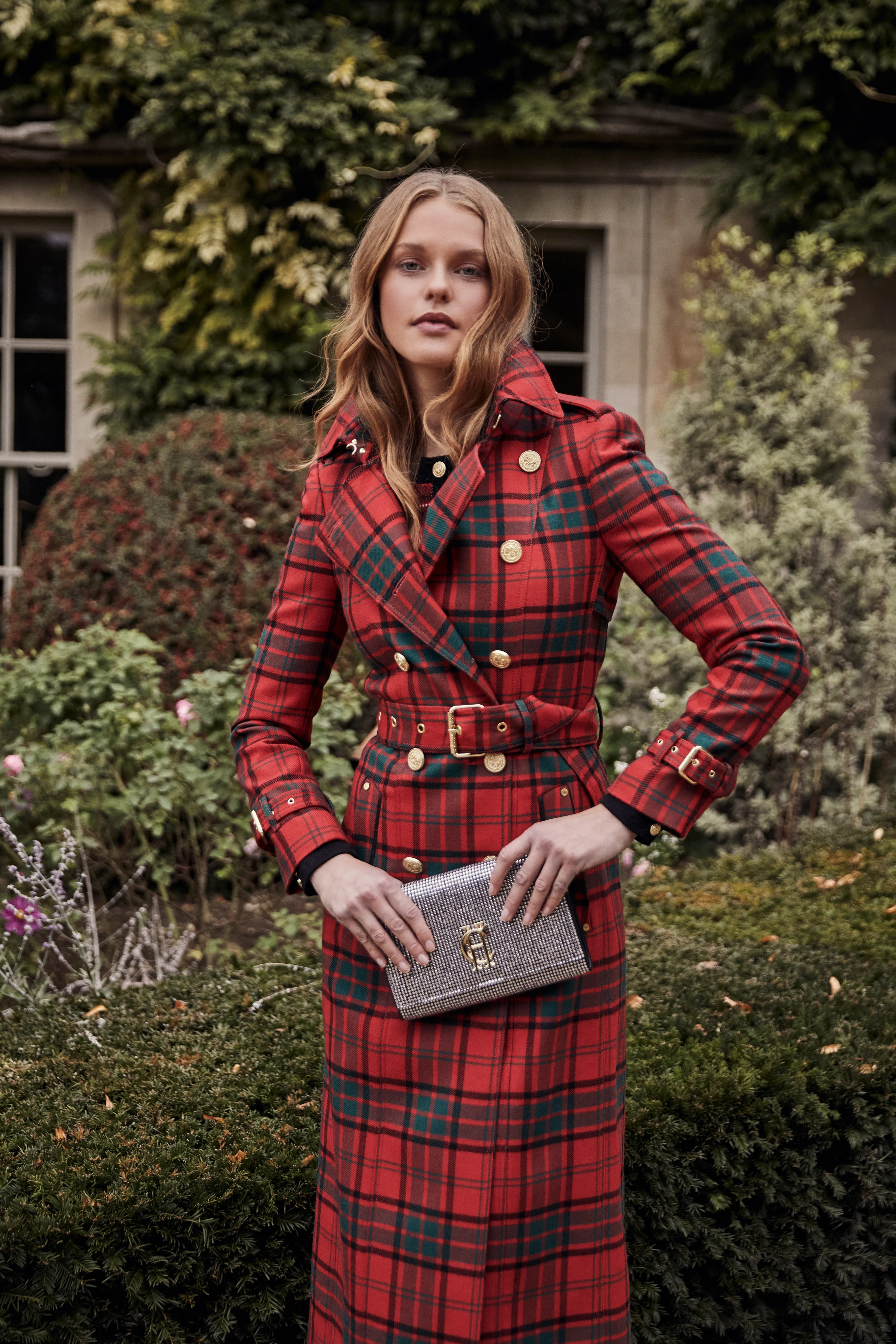 Full Length Marlborough Trench Coat (Red Tartan) - Image 5