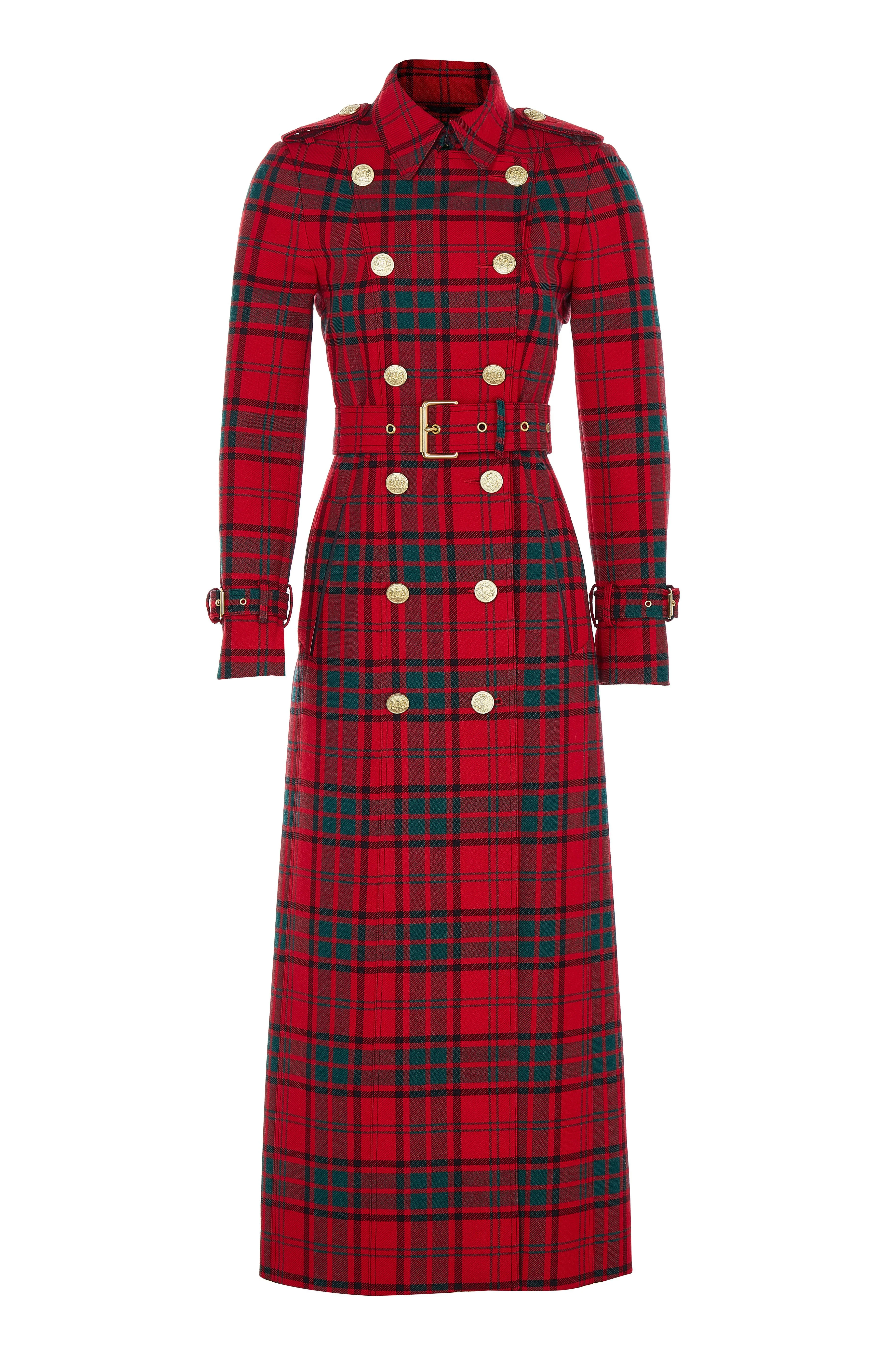 Full Length Marlborough Trench Coat (Red Tartan) - Image 6