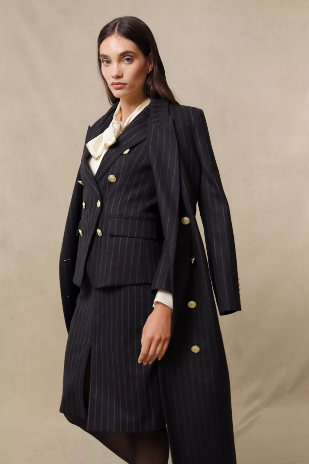 Mayfair Pencil Skirt (Navy Chalk Pinstripe) - Image 5