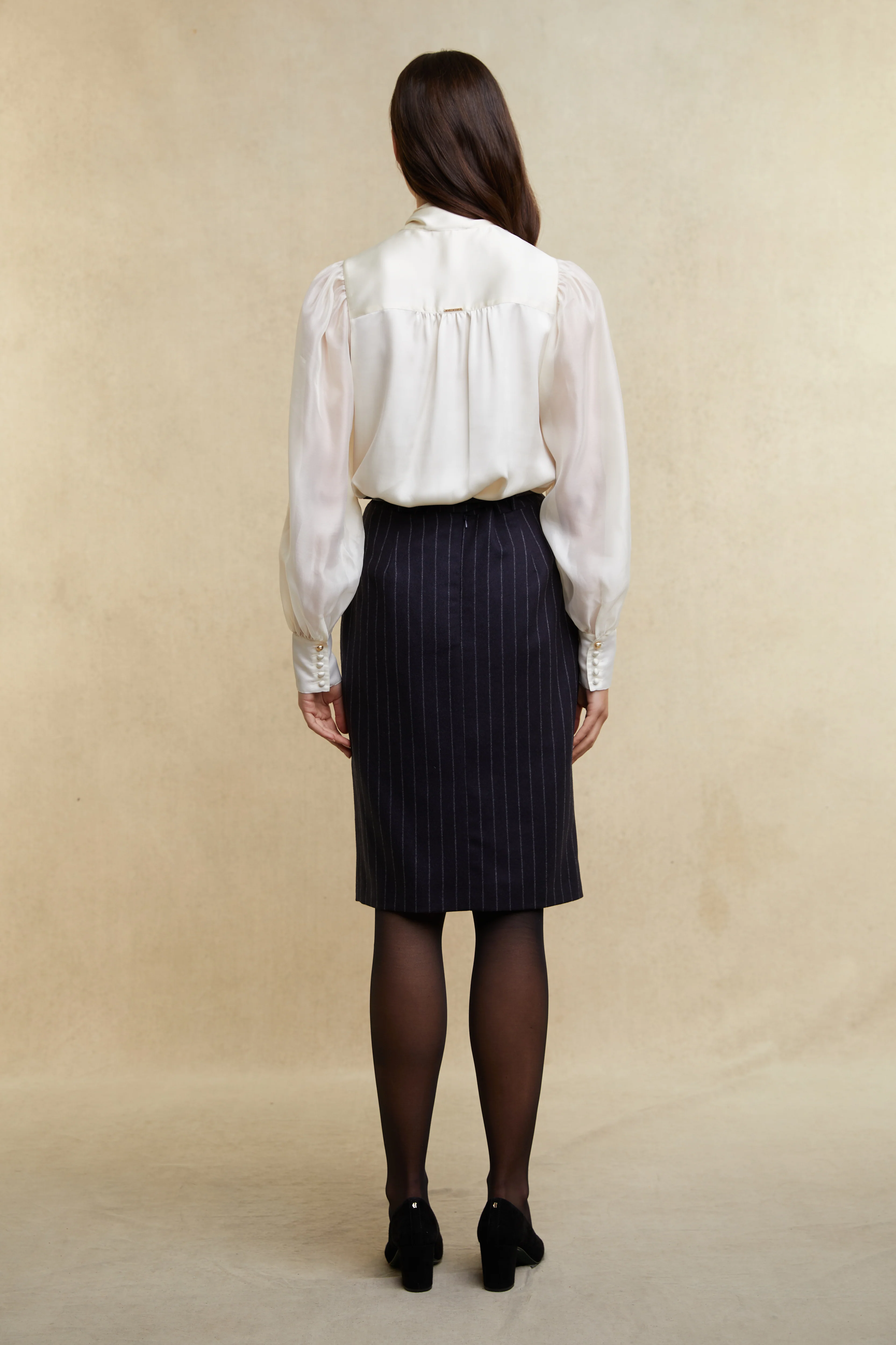 Mayfair Pencil Skirt (Navy Chalk Pinstripe) - Image 9