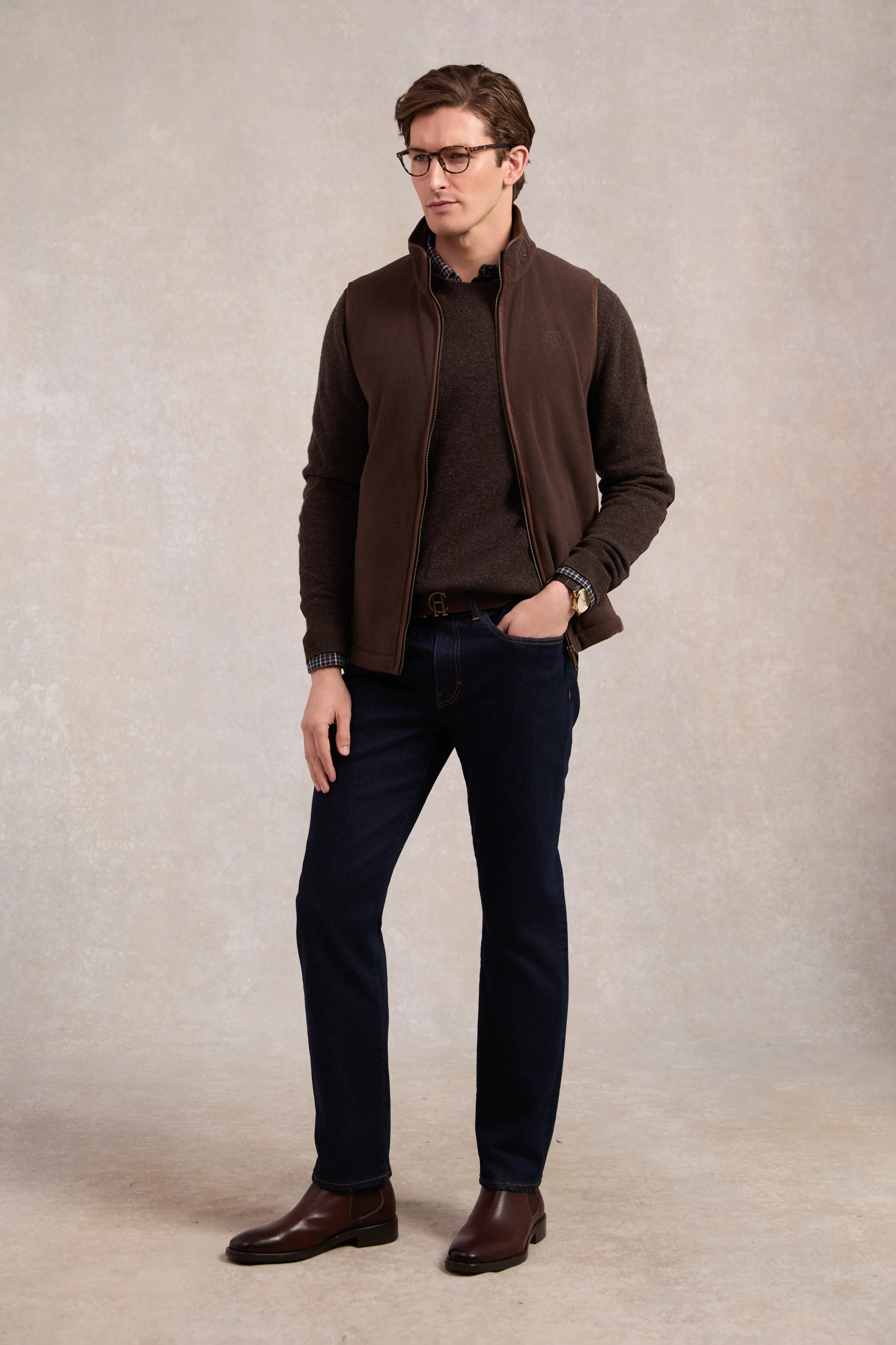 Men's Country Fleece Gilet (Chocolate) - Image 3