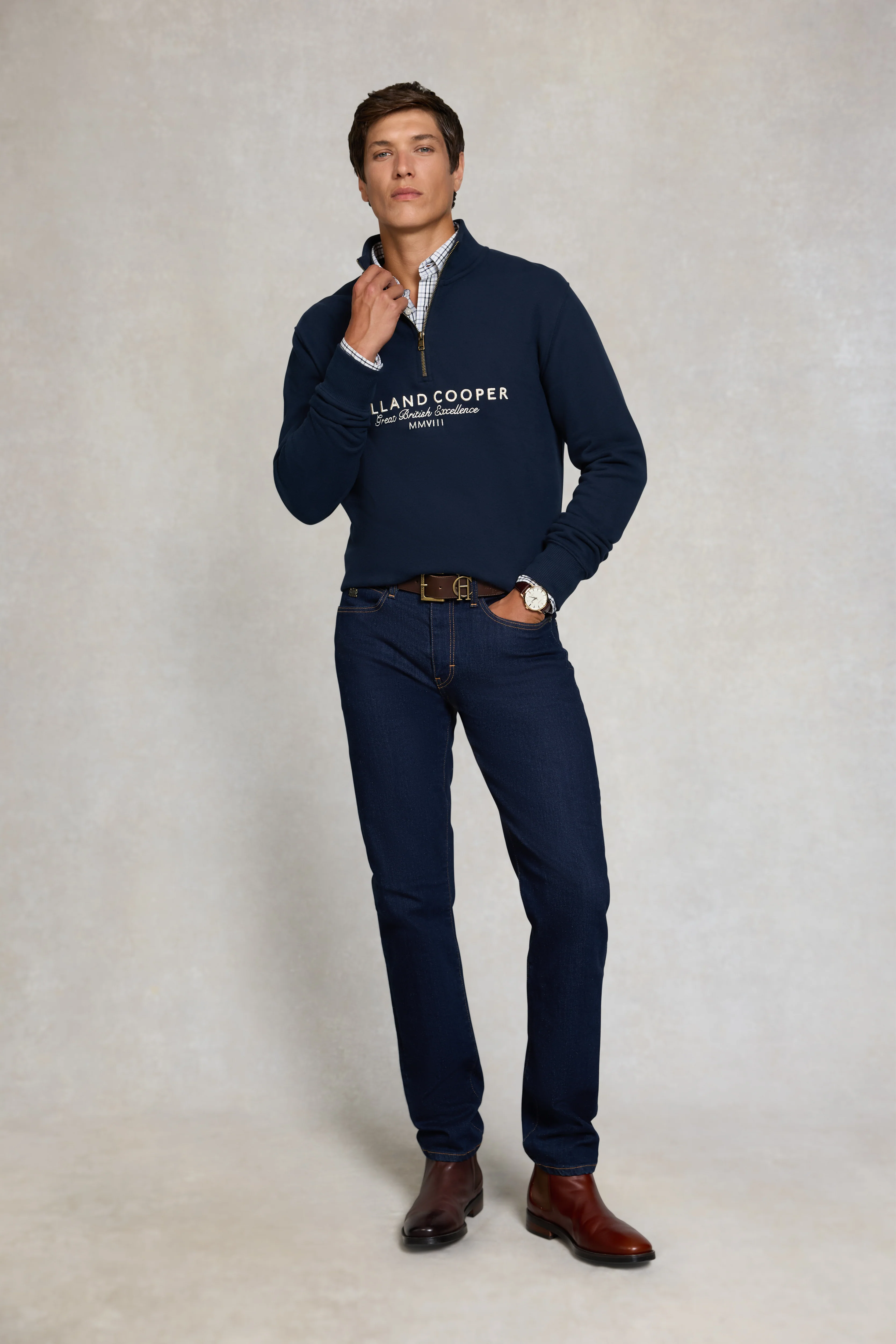 Men's Sporting Goods Zip Henley (Ink Navy) - Image 3