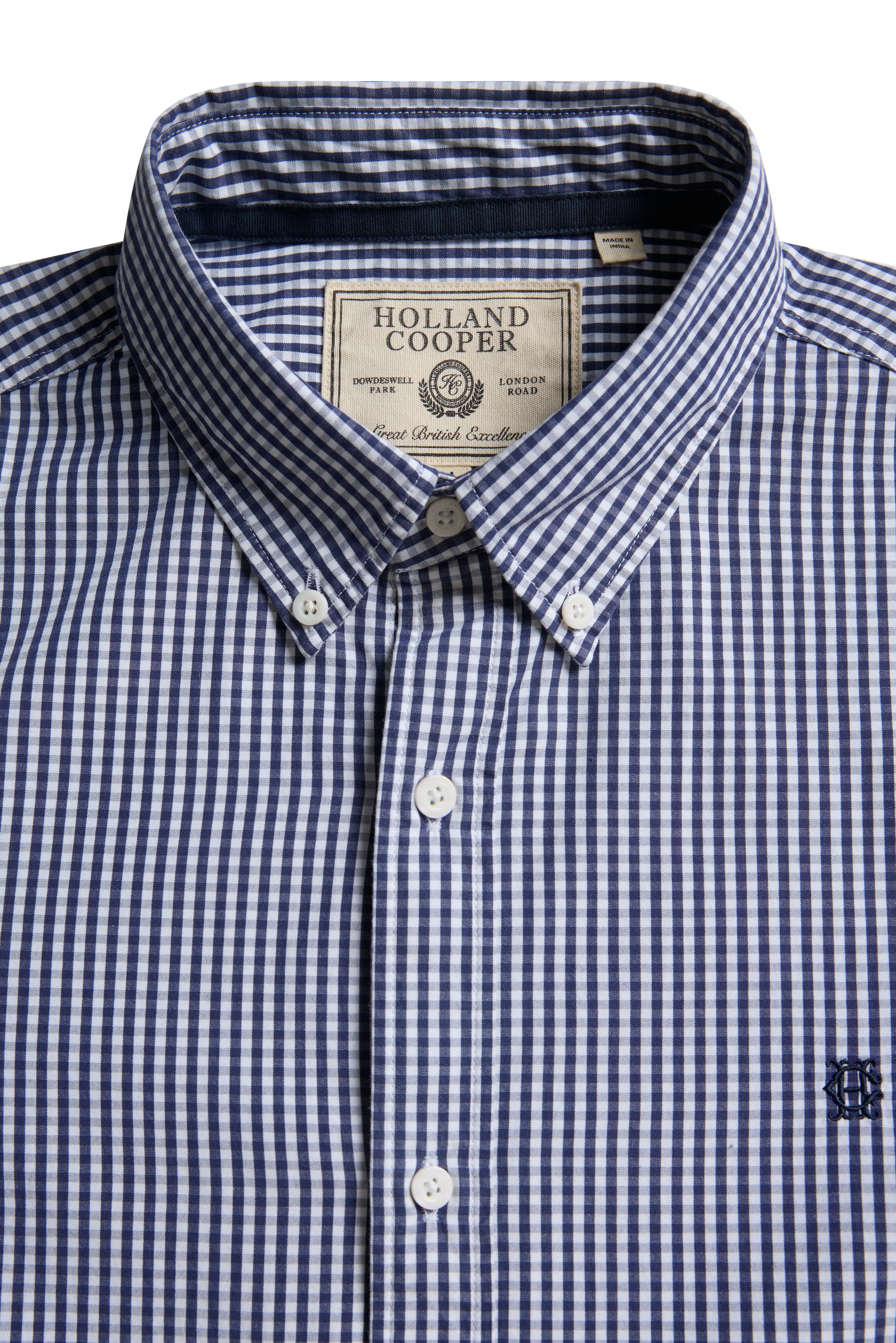 Men's Tailored Fit Button Down Shirt (Navy Gingham) - Image 6