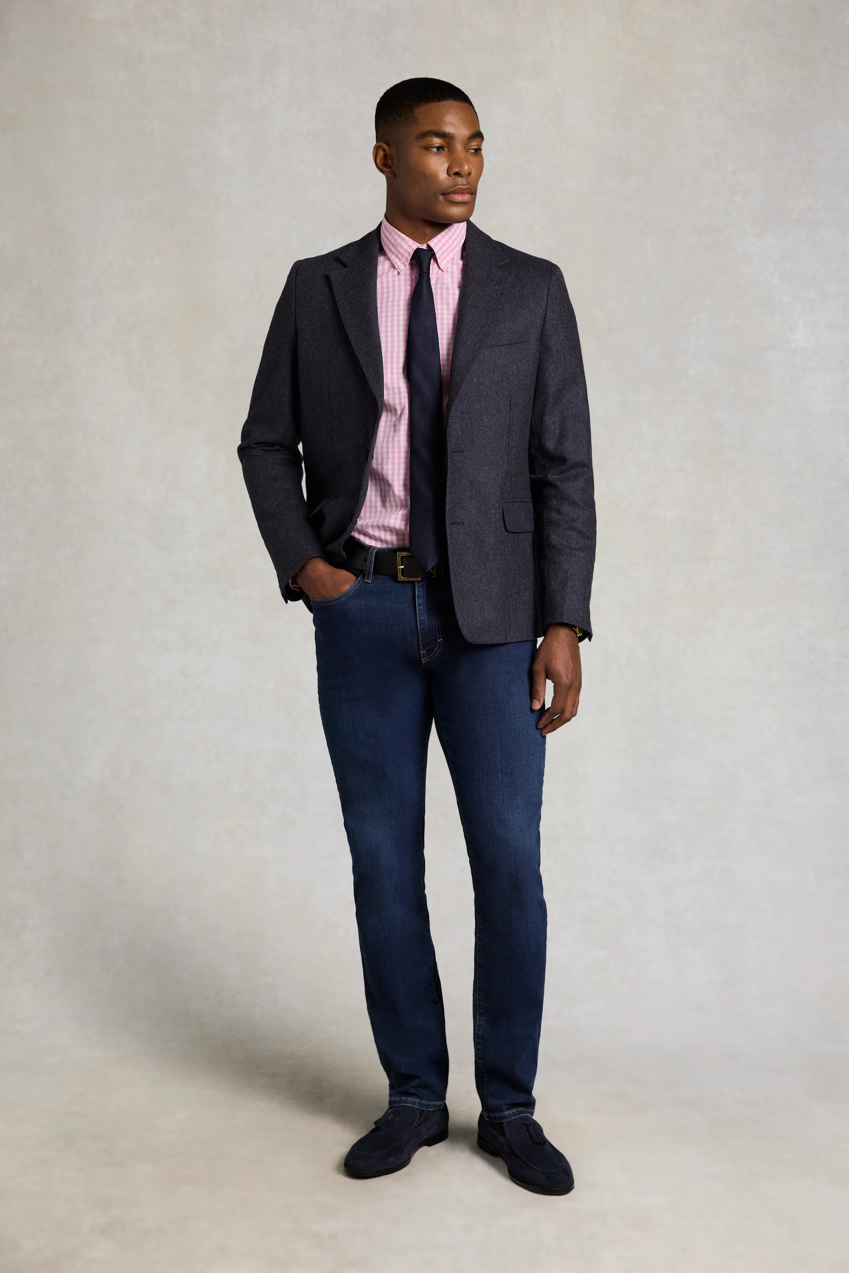 Men's Tailored Fit Button Down Shirt (Pink Gingham) - Image 5