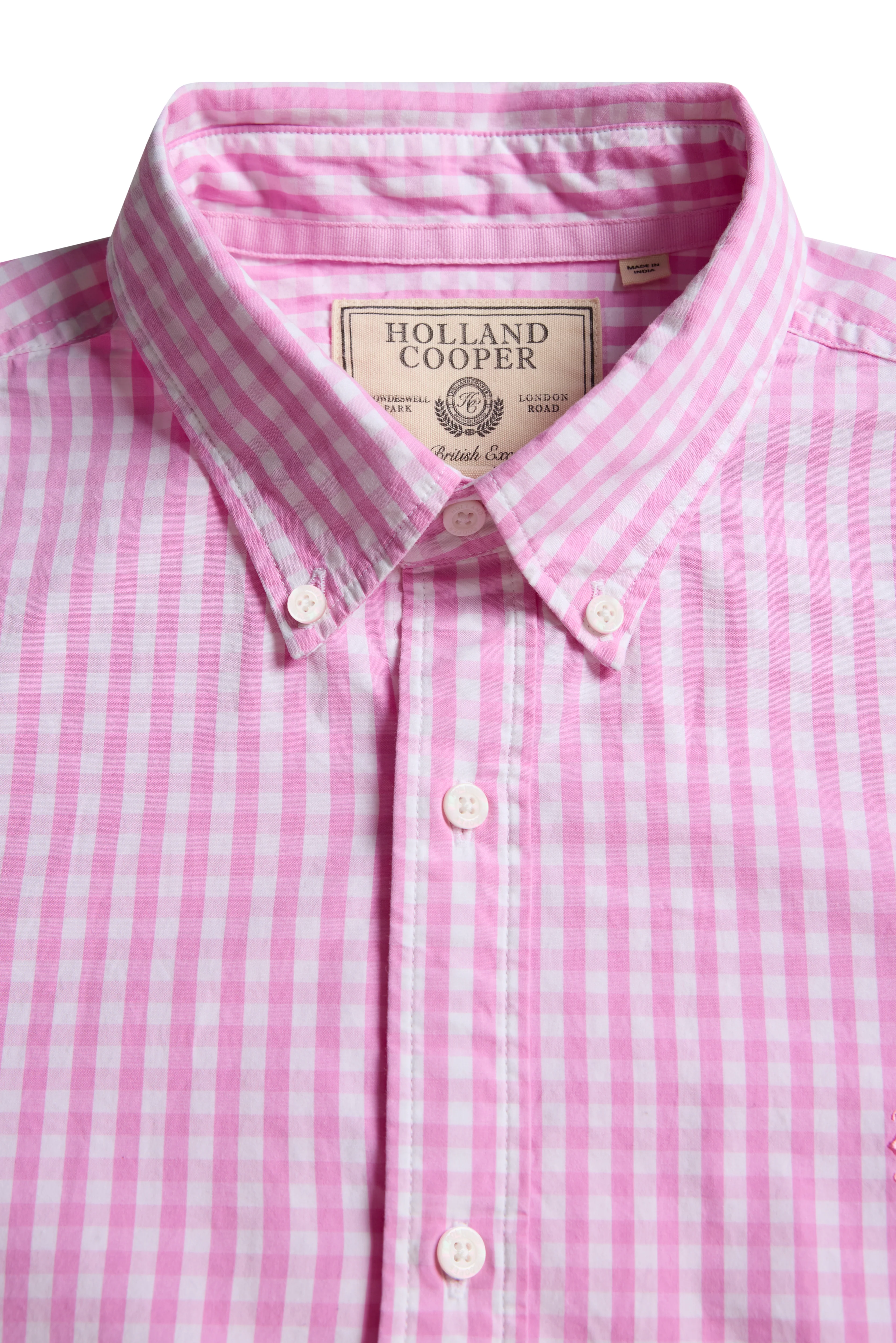 Men's Tailored Fit Button Down Shirt (Pink Gingham) - Image 8