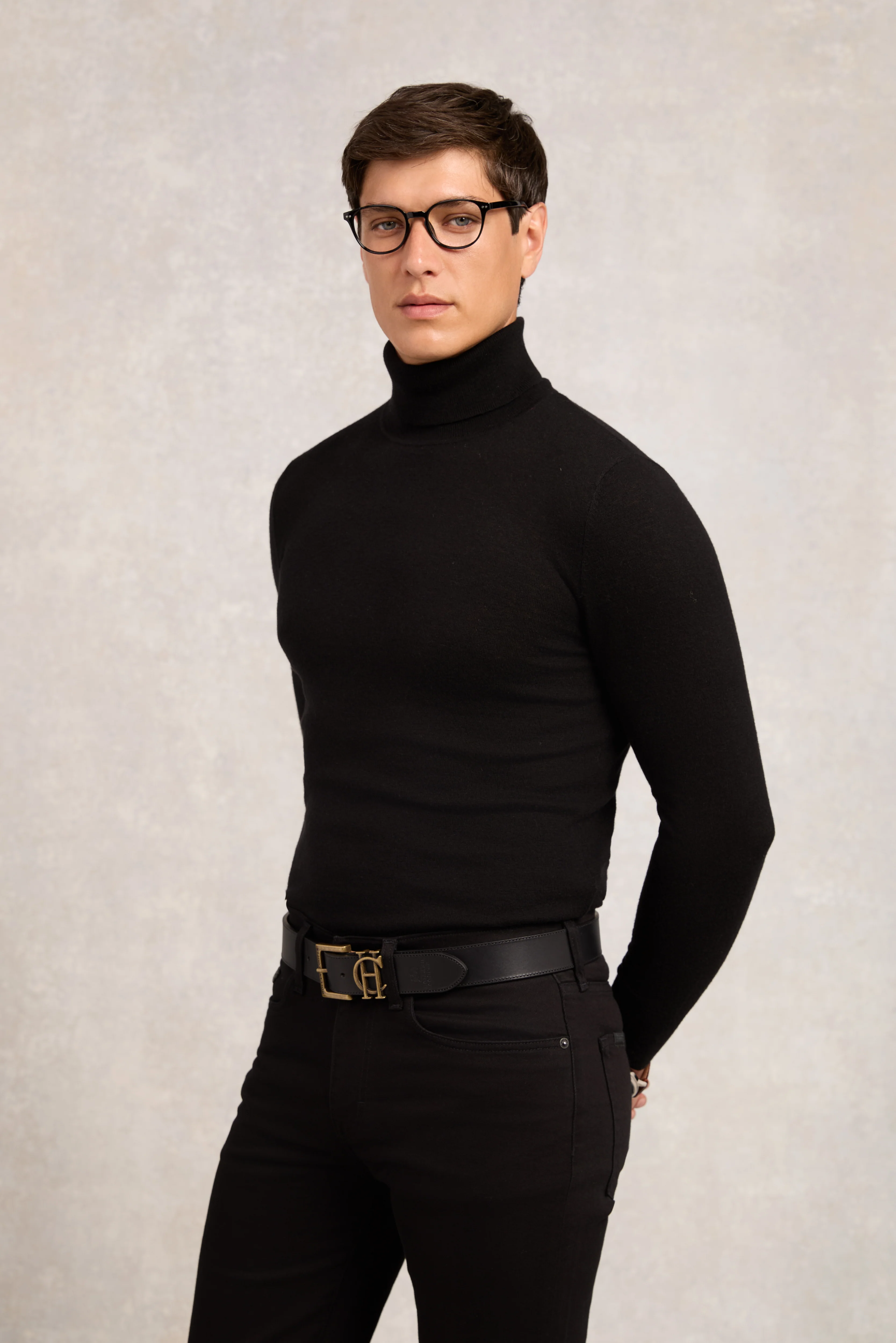 Byron Roll Neck Knit (Black) - Image 3