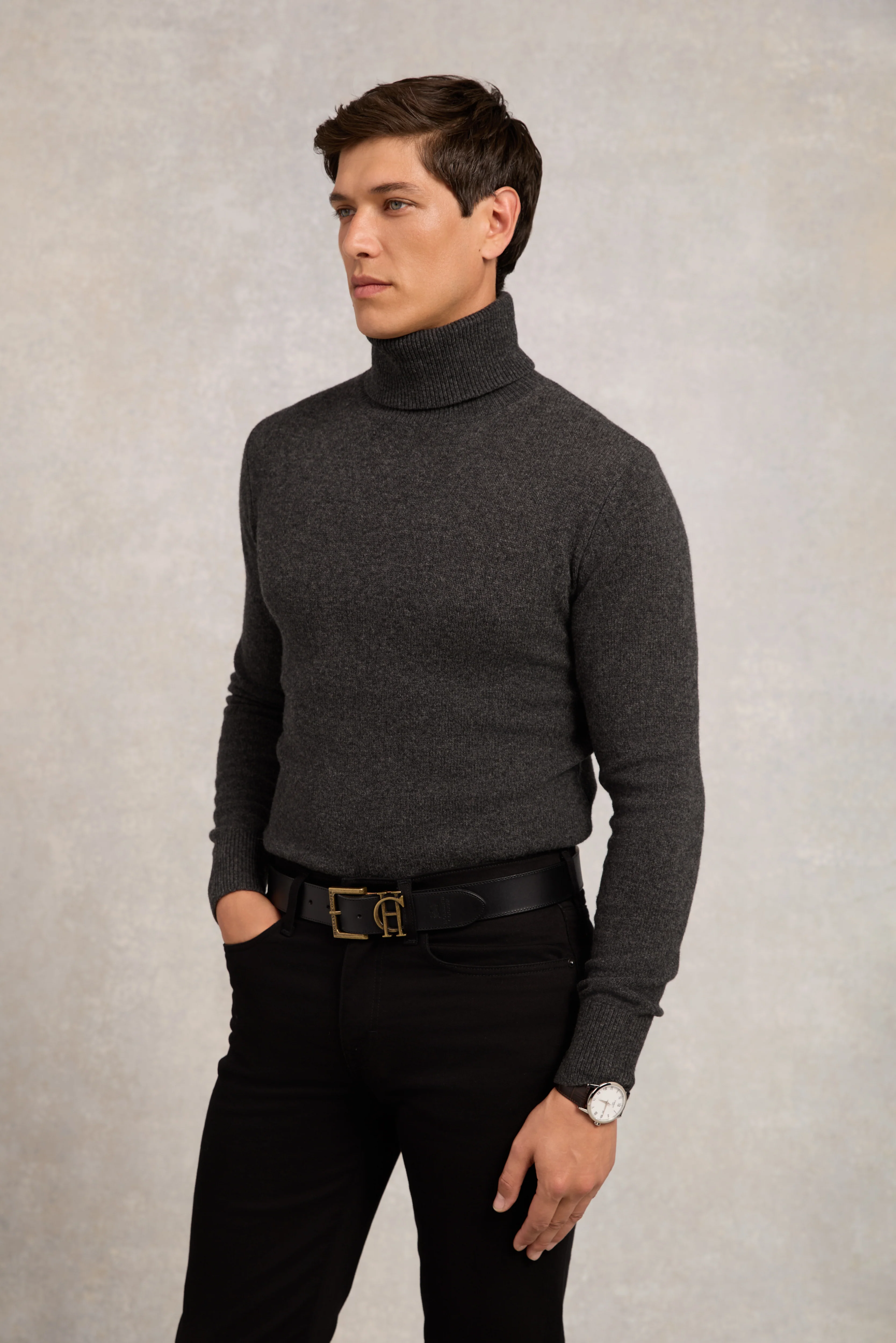 Byron Roll Neck Knit (Charcoal) - Image 3