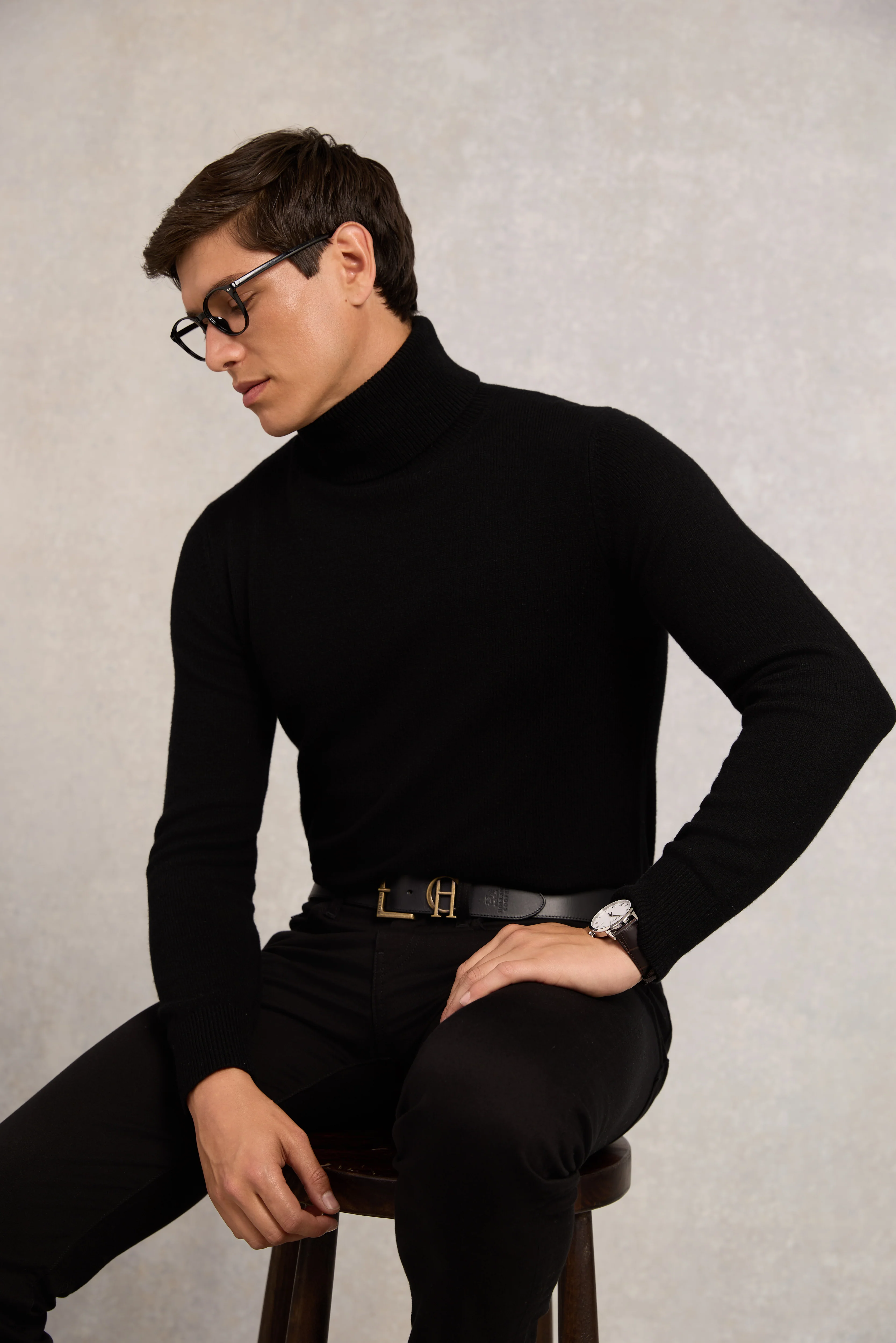 Fine Roll Neck Knit (Black) - Image 3