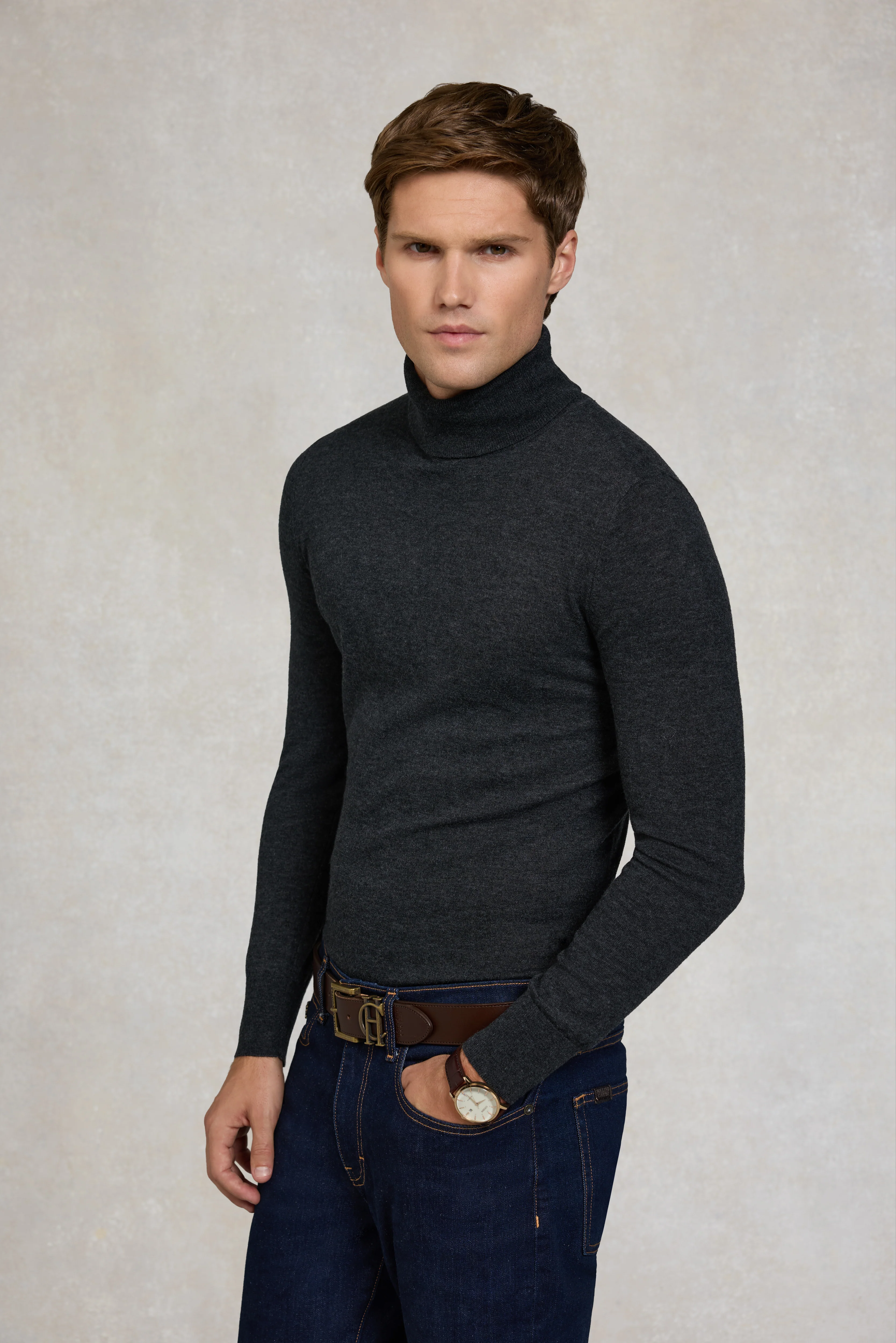 Fine Roll Neck Knit (Charcoal) - Image 6