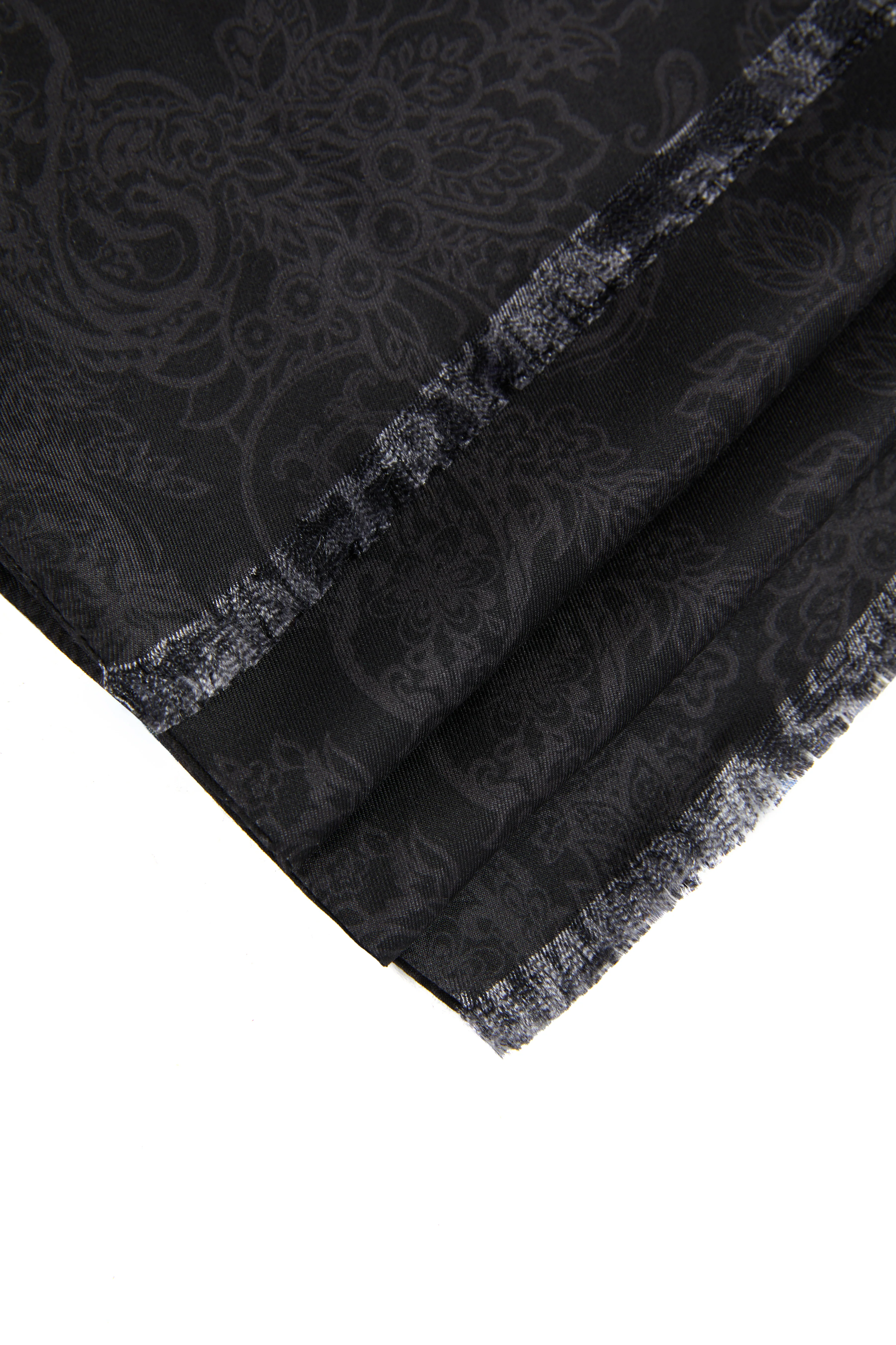 Men's Silk Scarf (Black Charcoal Paisley) - Image 6