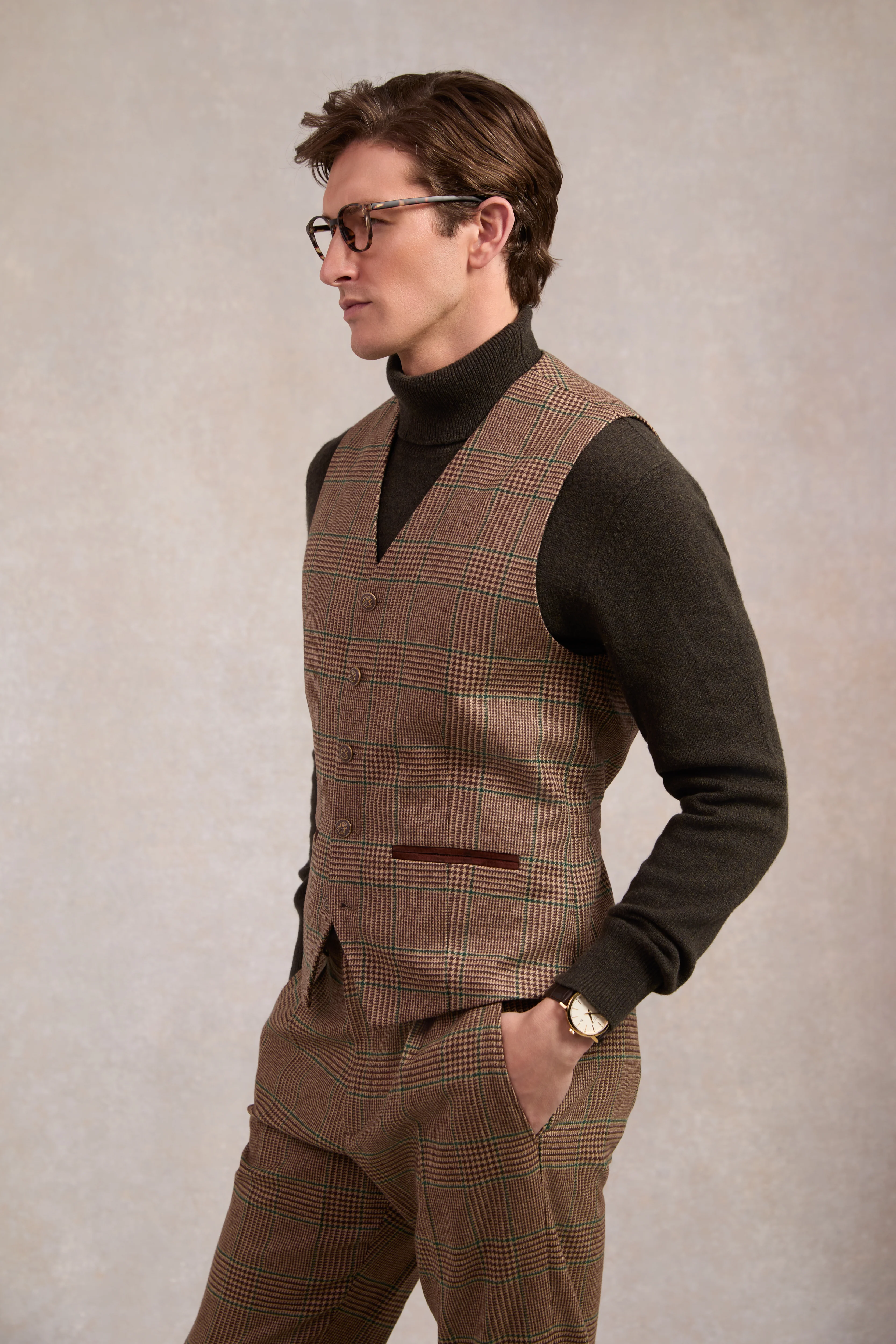St James Waistcoat (Clarence Check Forest) - Image 3