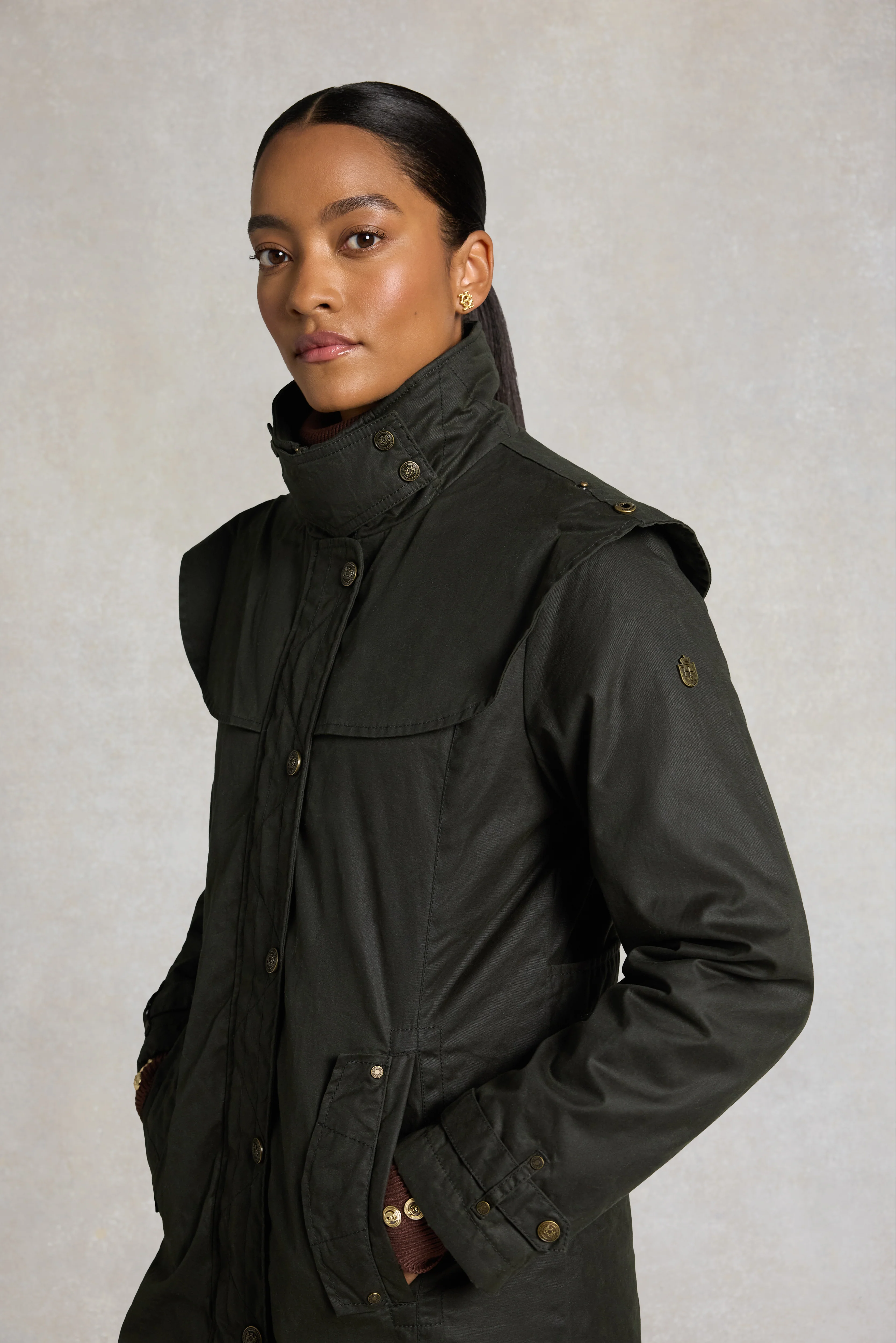 Merissa Wax Stockman Coat (Dark Olive) - Image 3