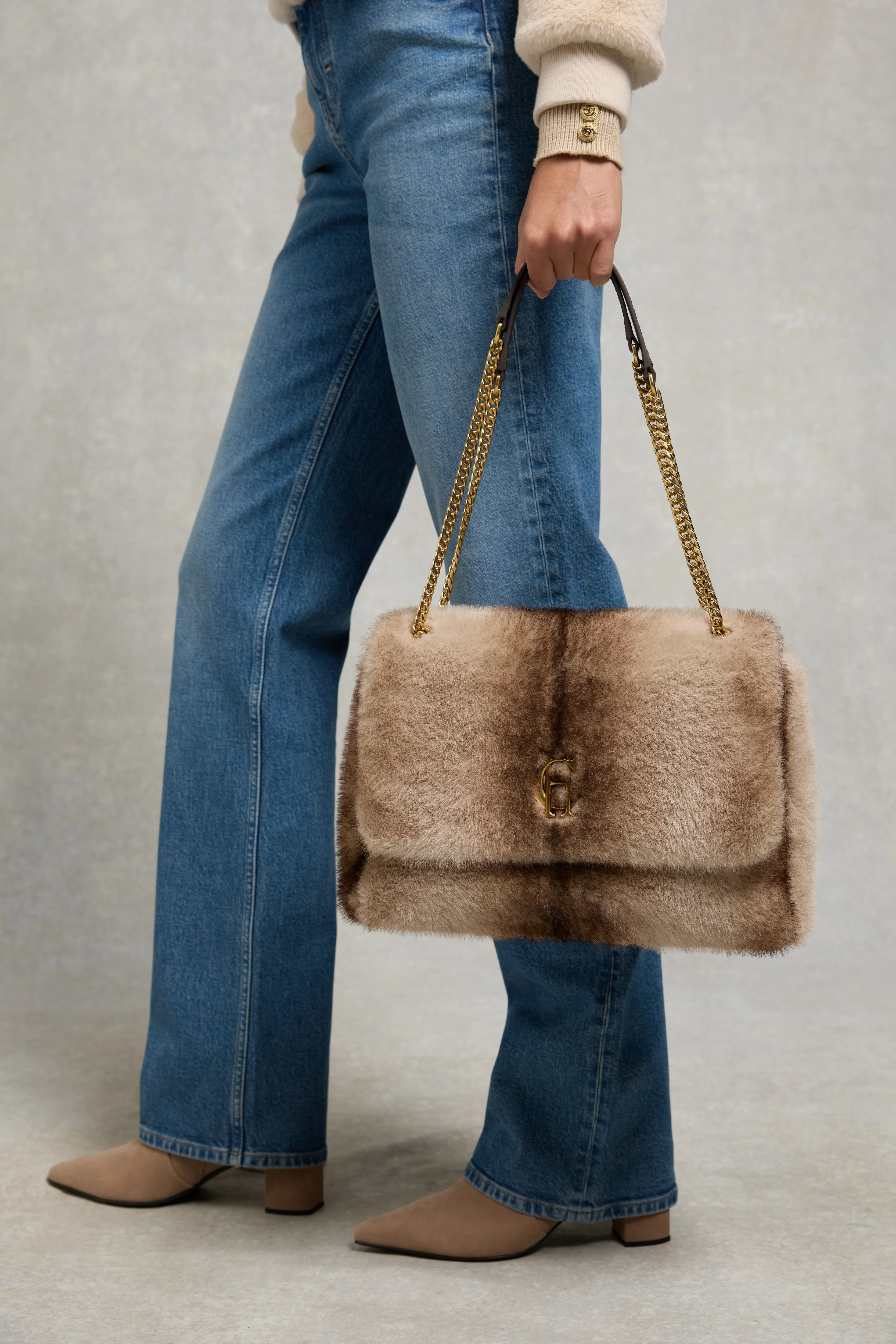 Milan Shoulder Bag (Mink Faux Fur) - Image 3