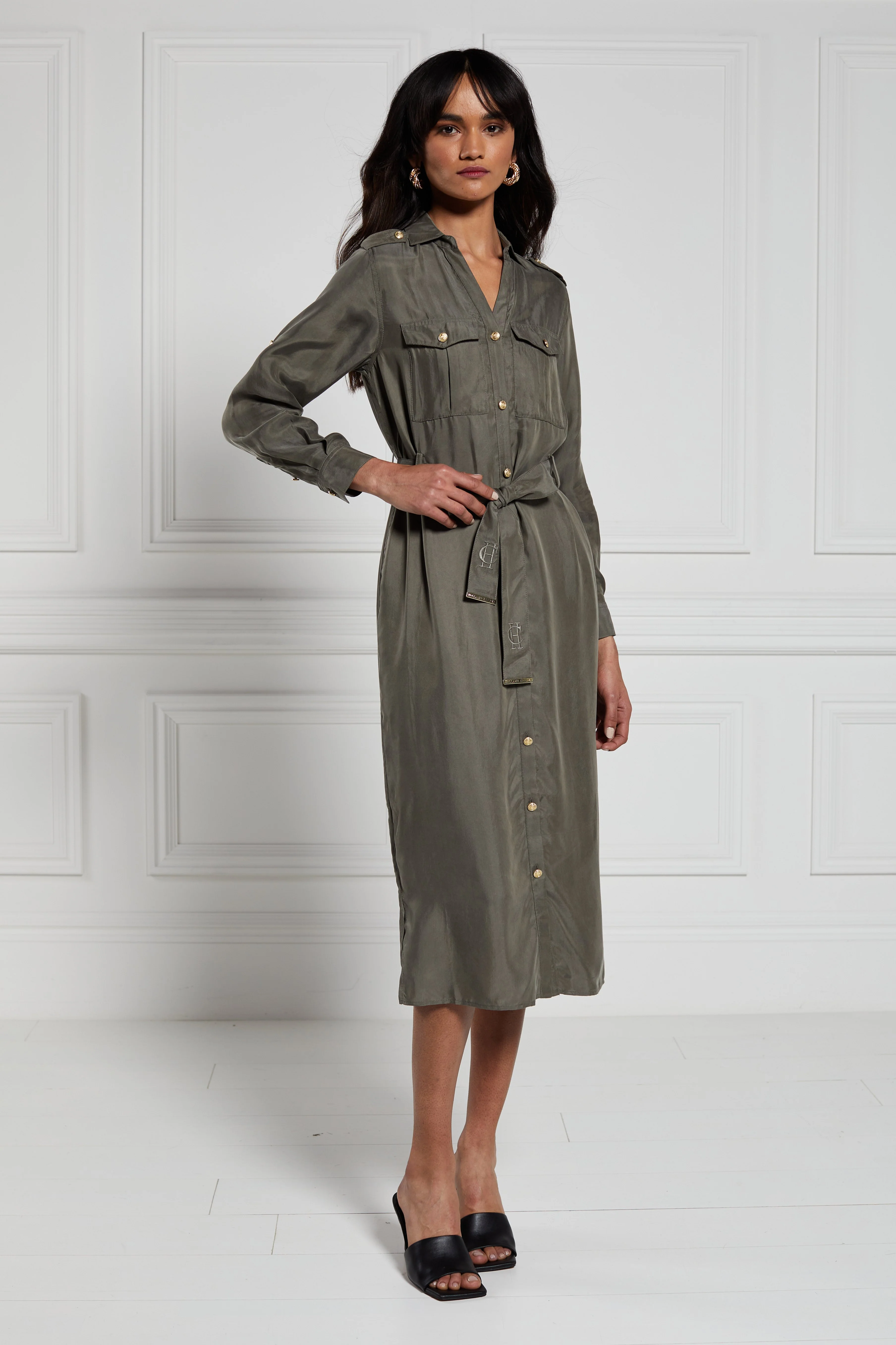 Military Midi Dress (Khaki) - Image 5
