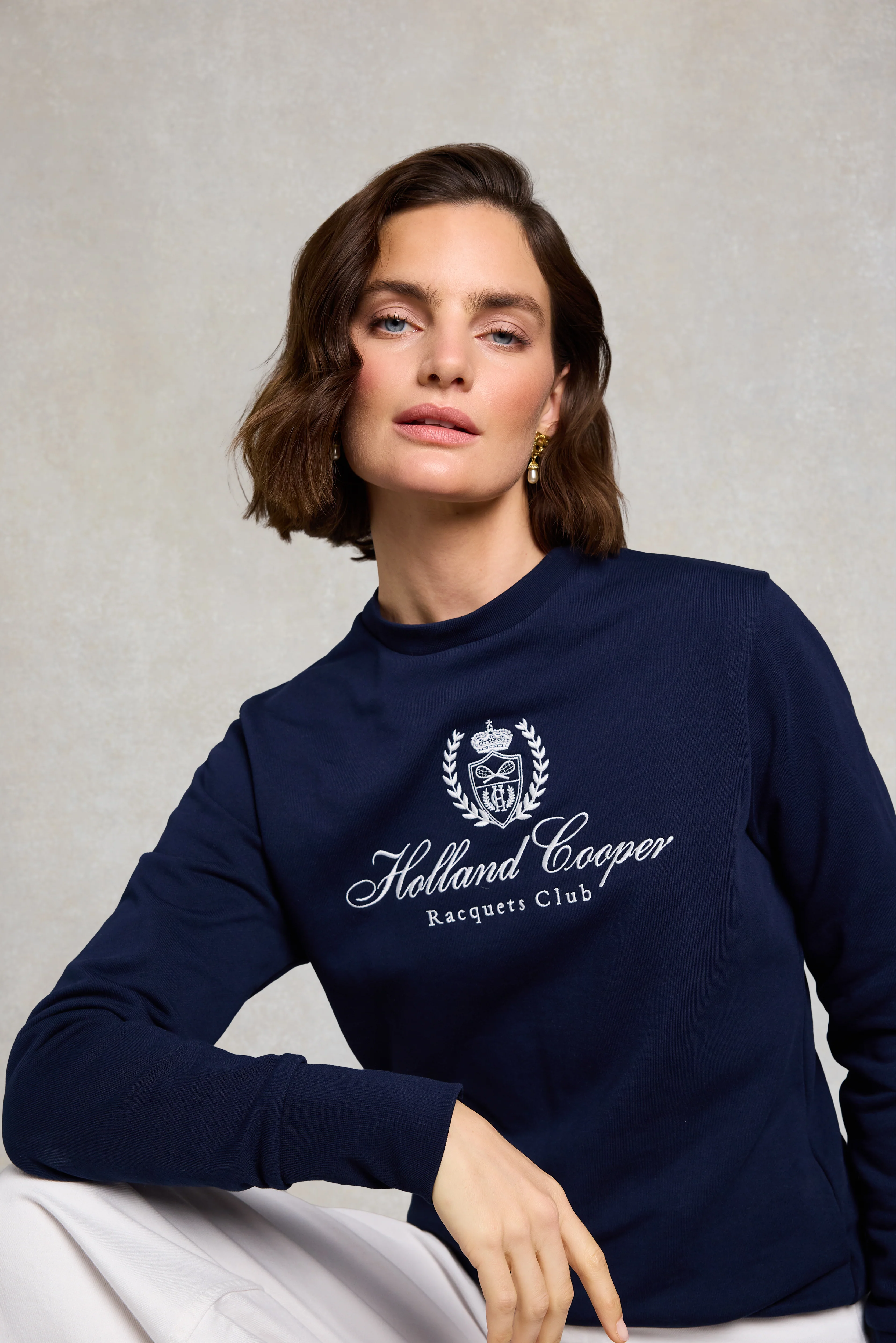 Mock Collar Crew Neck Sweat (Navy) - Image 2