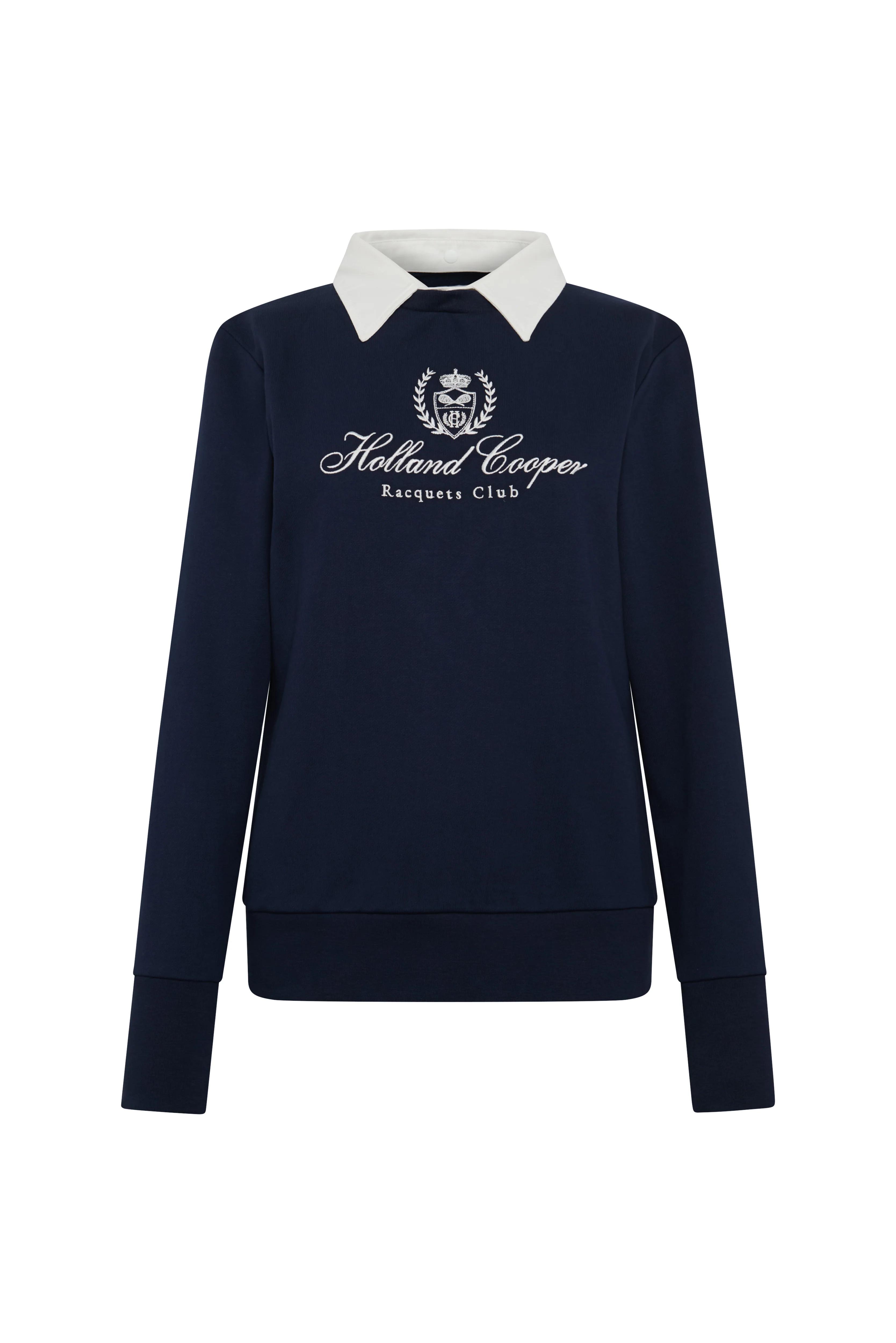 Mock Collar Crew Neck Sweat (Navy) - Image 8