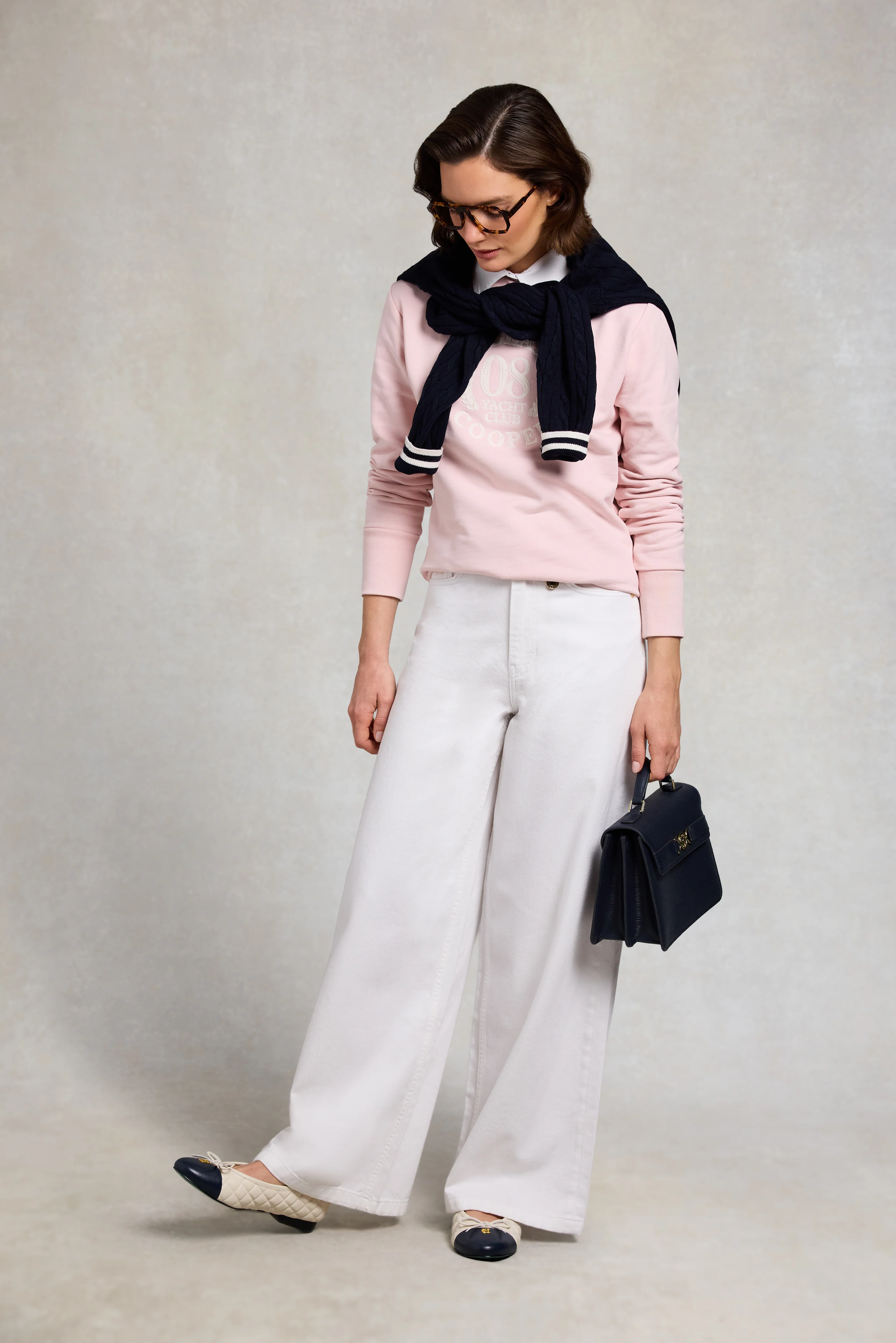 Mock Collar Crew Neck Sweat (Pink) - Image 4