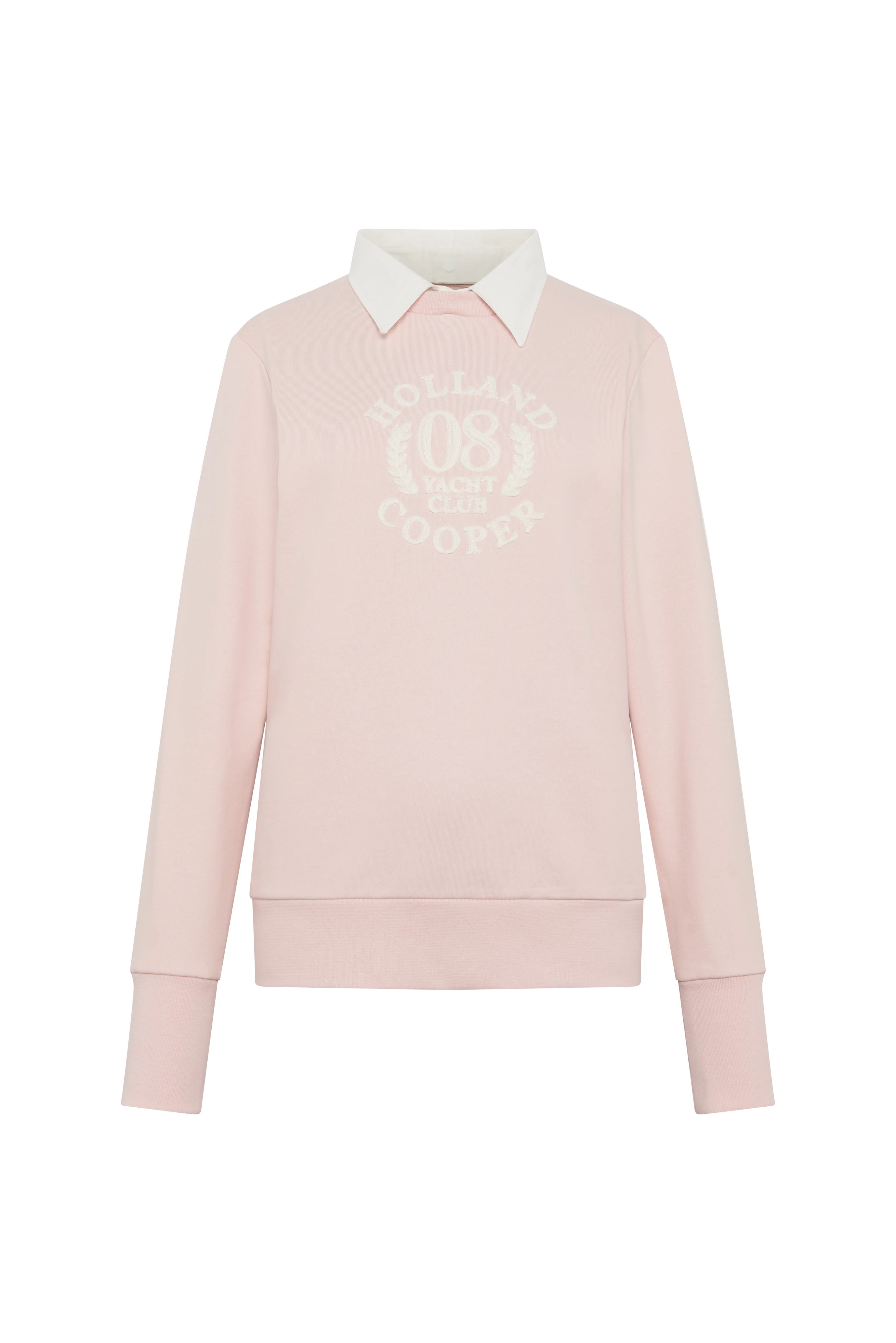 Mock Collar Crew Neck Sweat (Pink) - Image 7