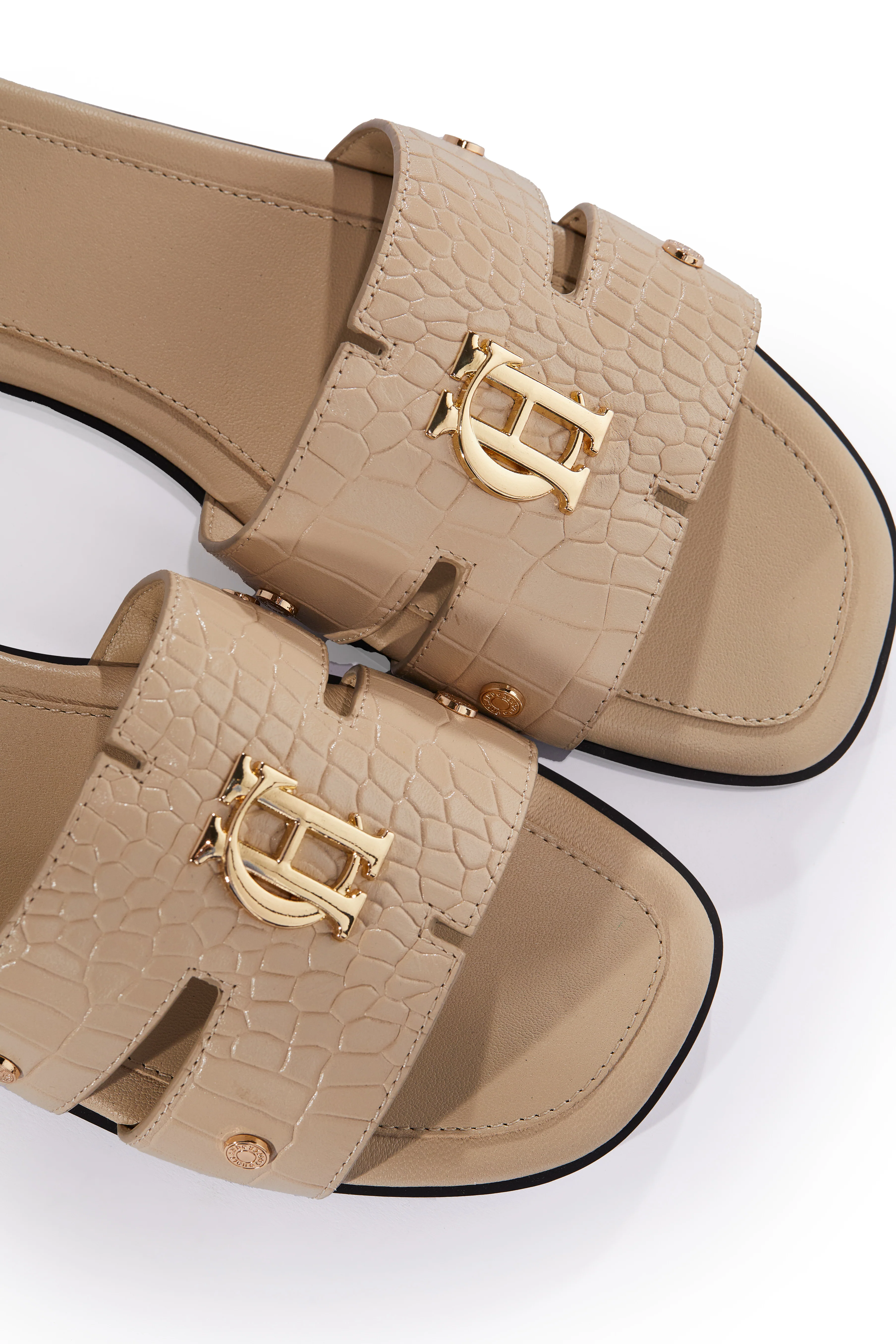 Monogram Slides (Taupe Croc) - Image 4
