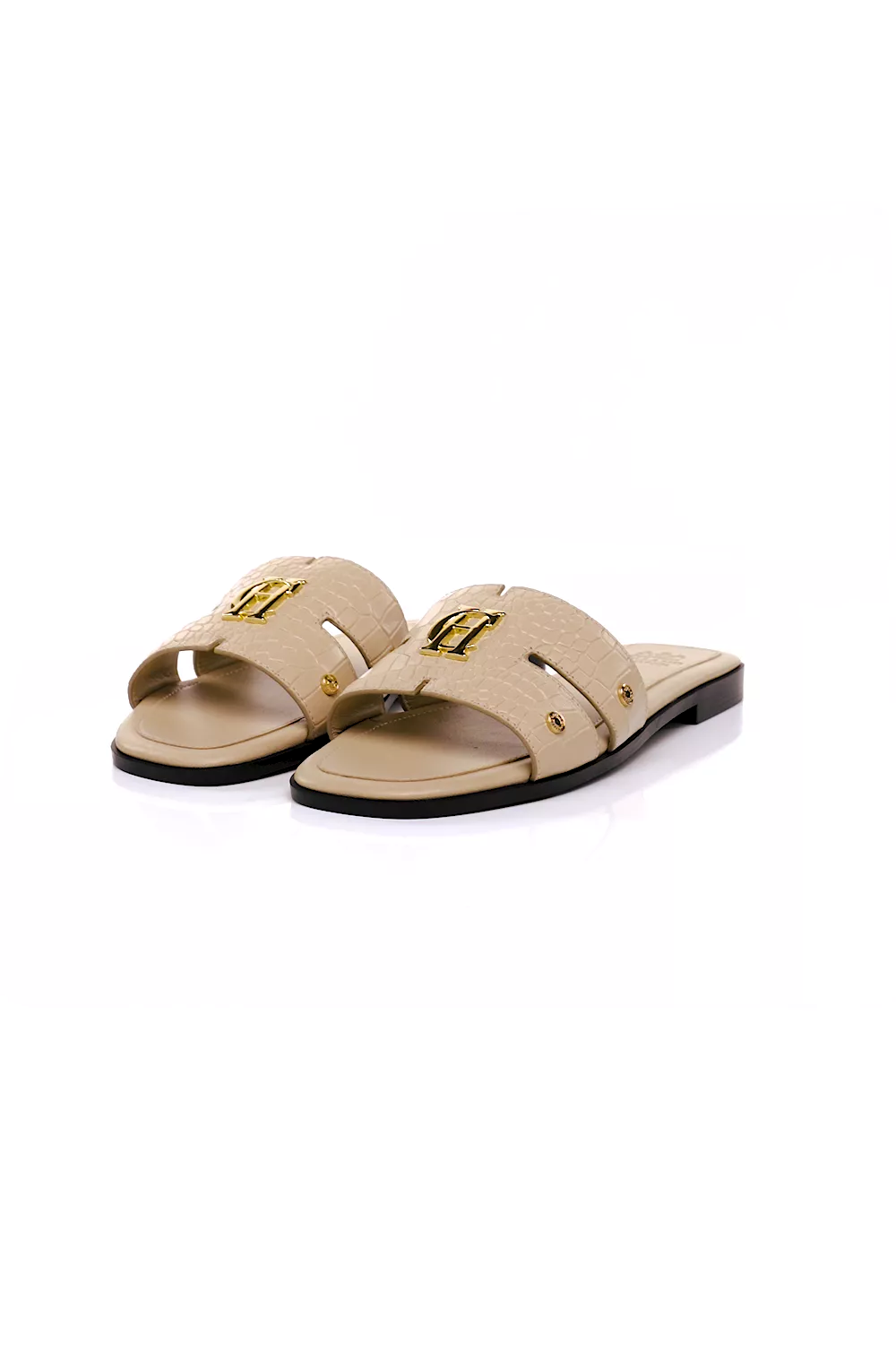 Monogram Slides (Taupe Croc) - Image 5