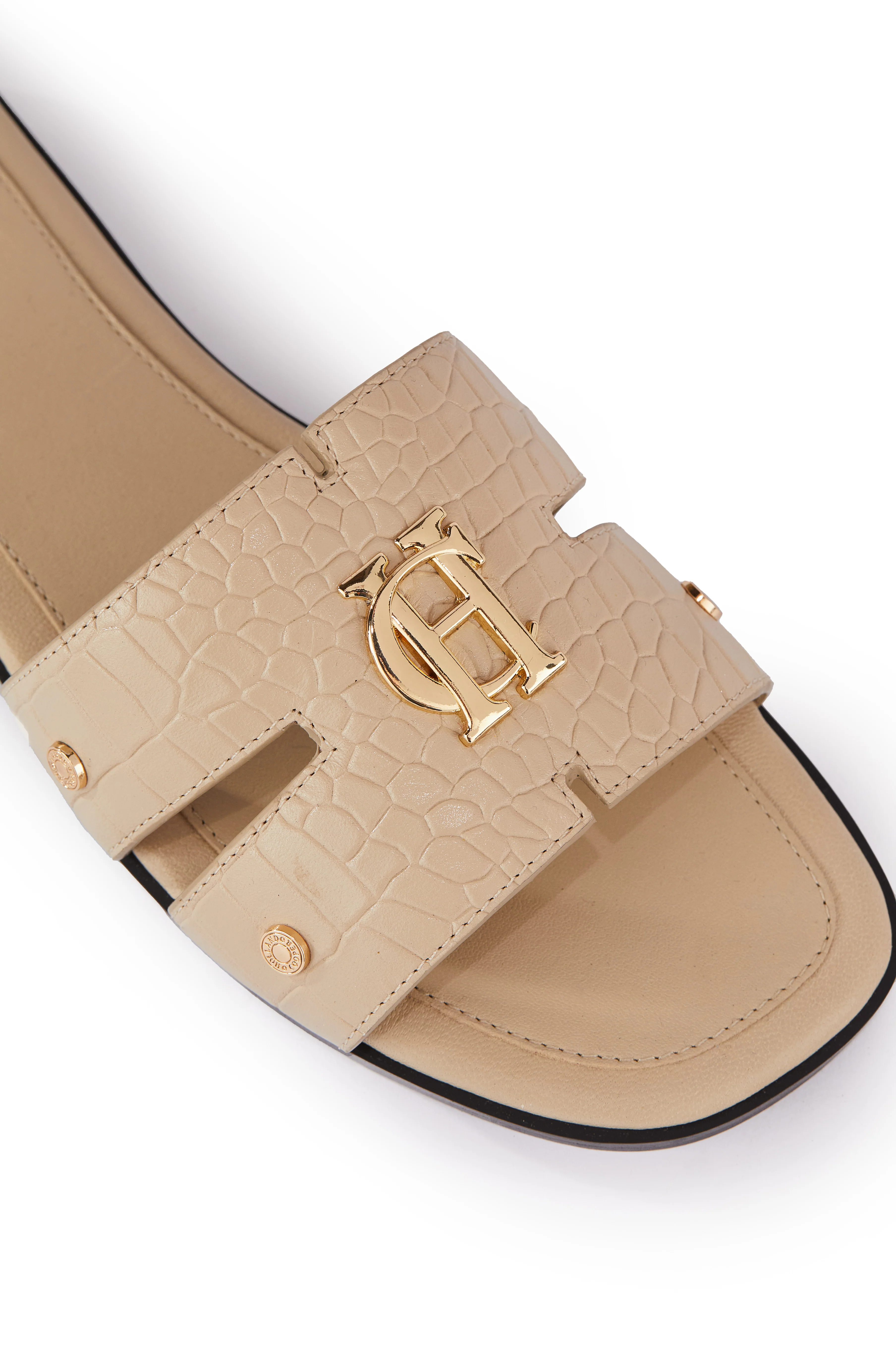 Monogram Slides (Taupe Croc) - Image 6