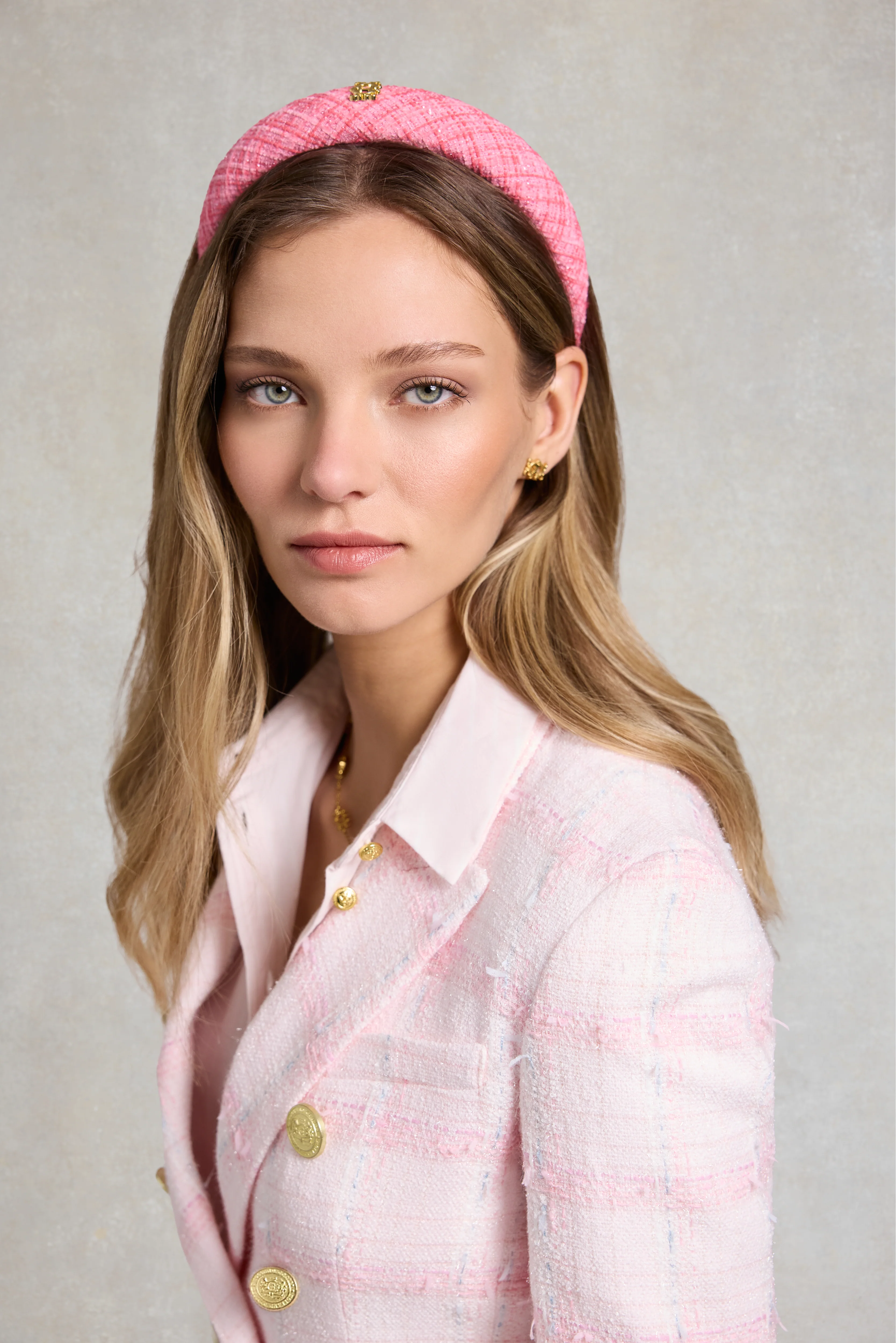 Narrow Headband (Hot Pink Boucle) - Image 3