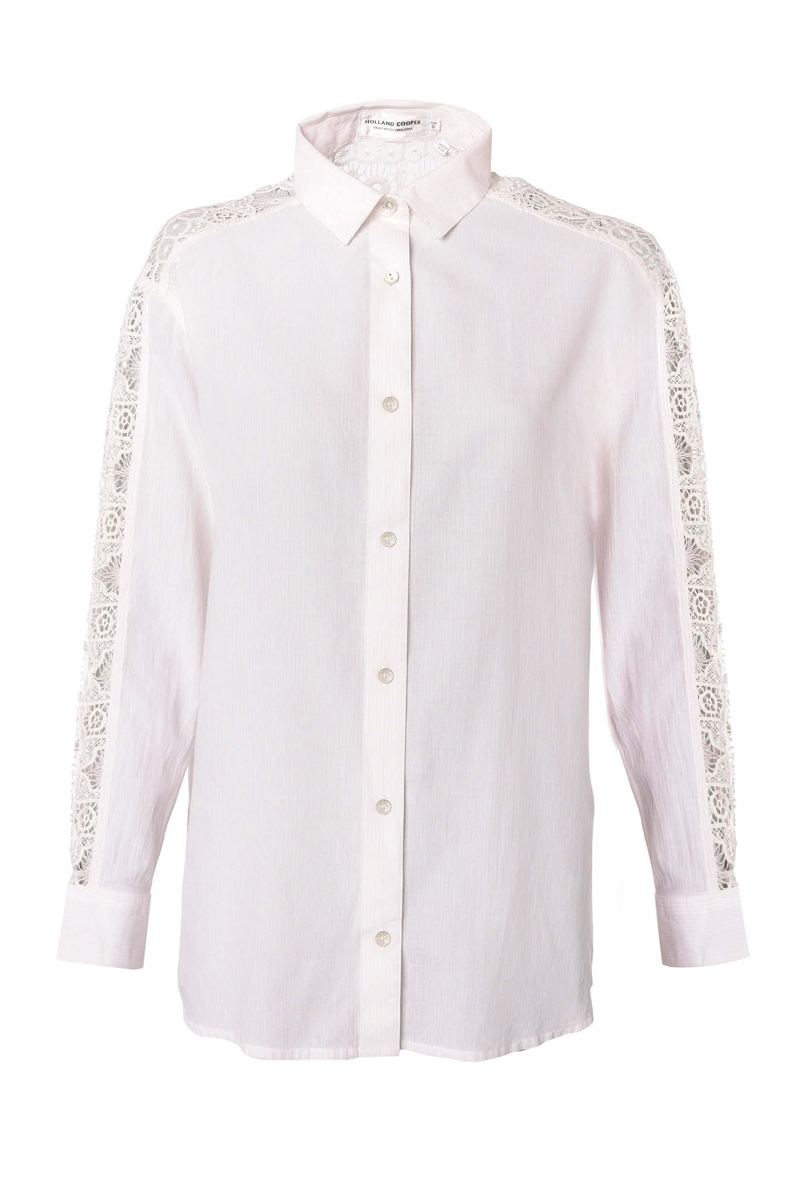 Oversized Cotton Lace Shirt (Pink Stripe) - Image 4