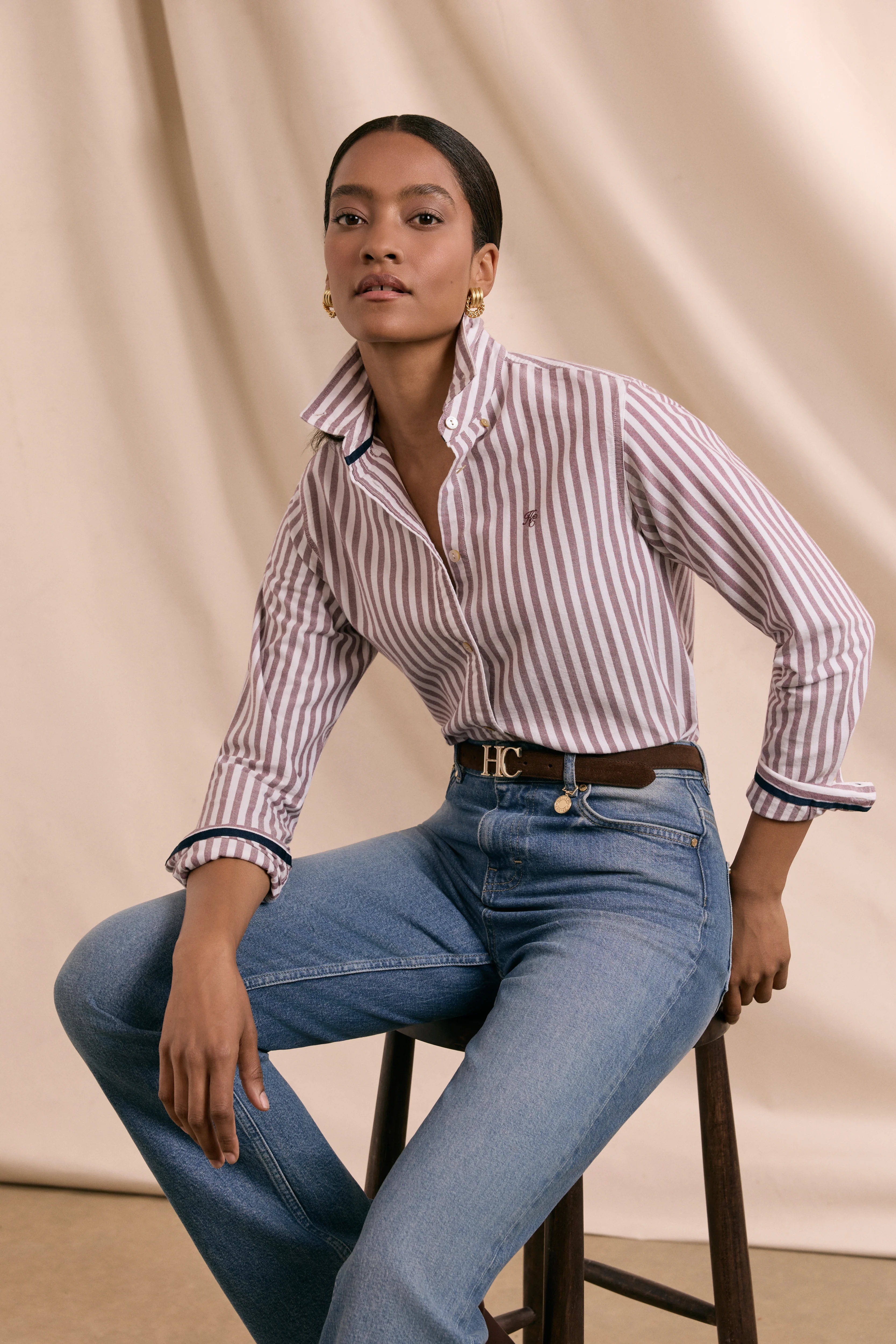 Oxford Shirt (Burgundy Stripe)