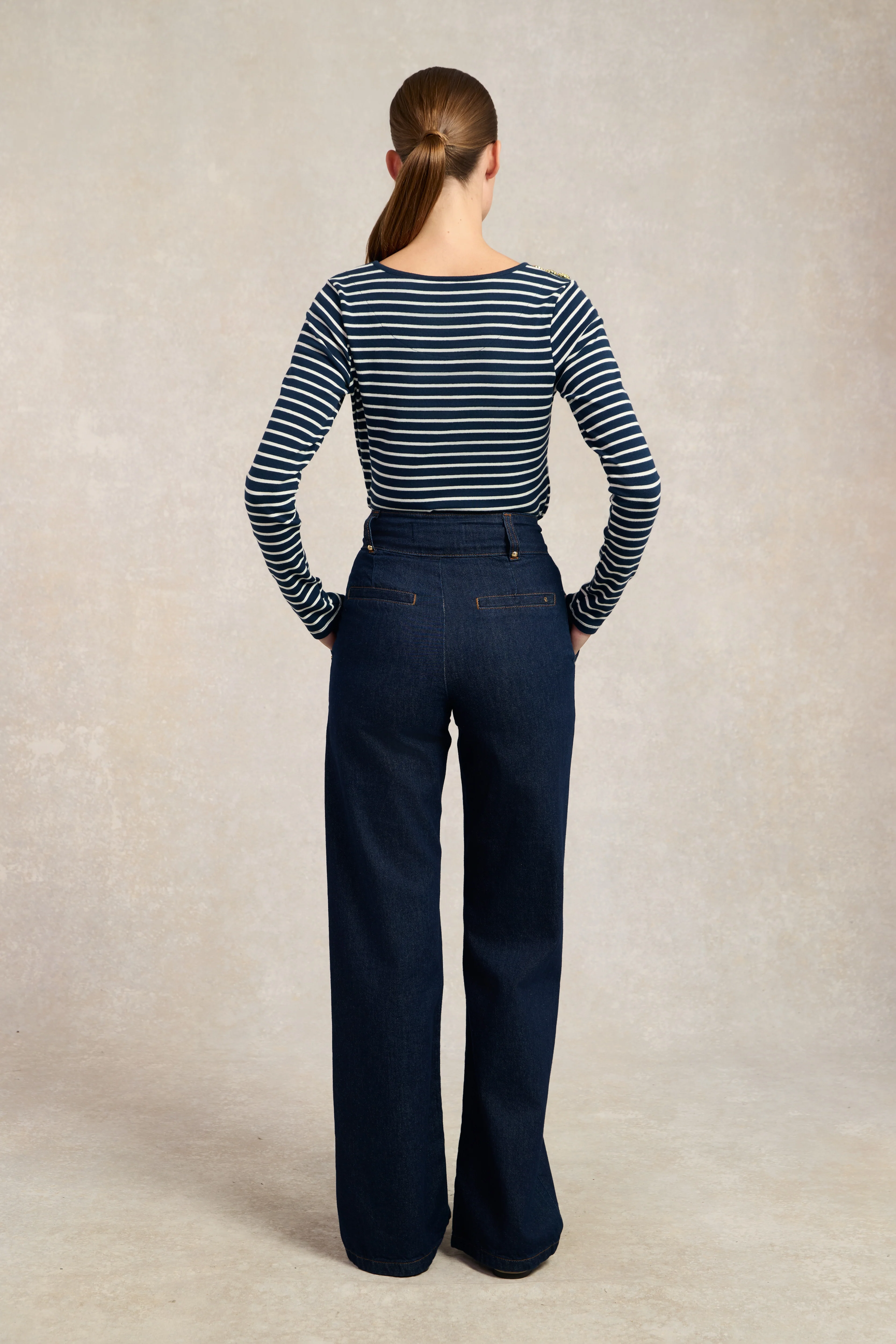 Padstow Long Sleeve Crew Neck Tee (Ink Navy Natural Stripe) - Image 7