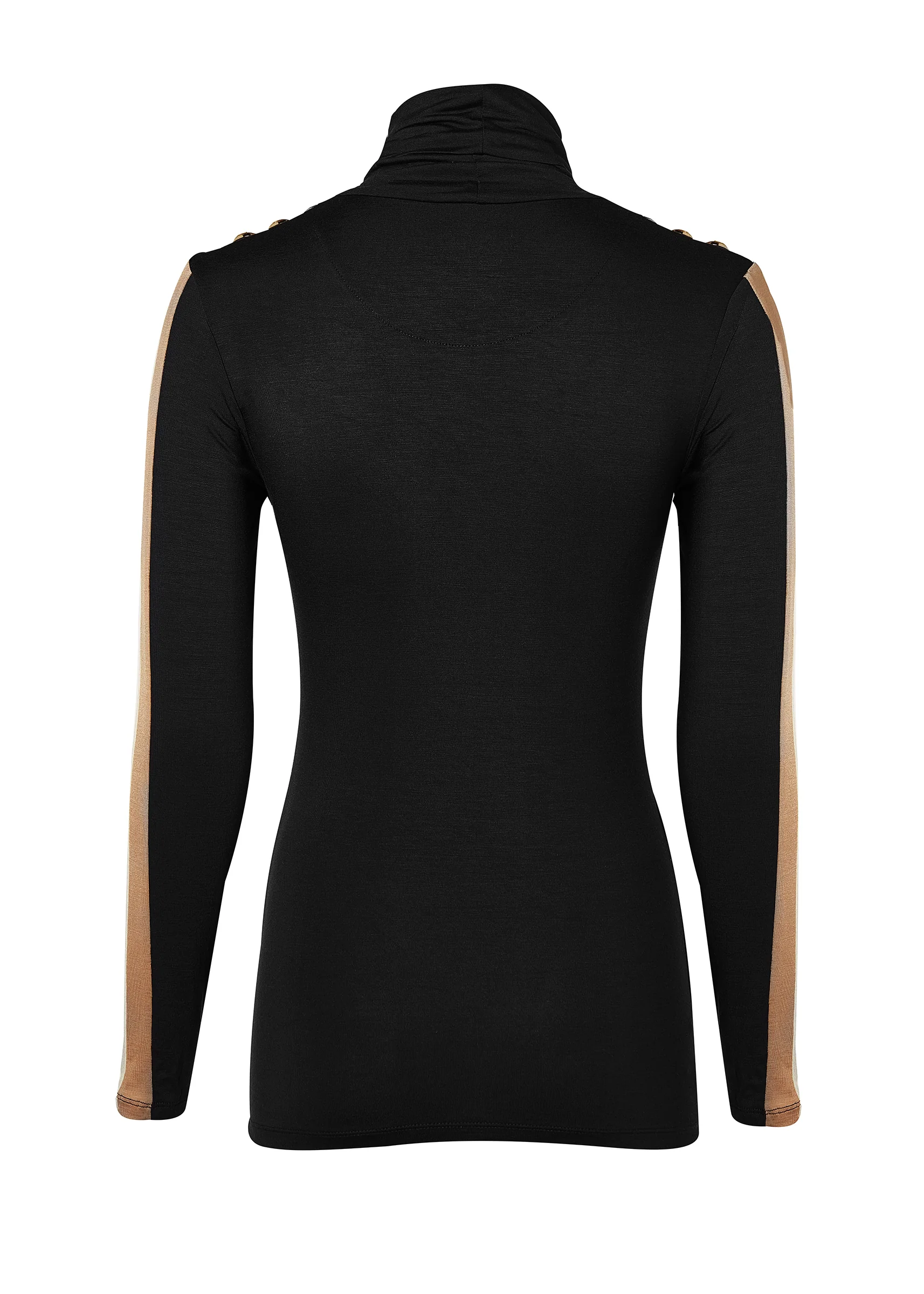 Panel Long Sleeve Roll Neck (Black Camel) - Image 7