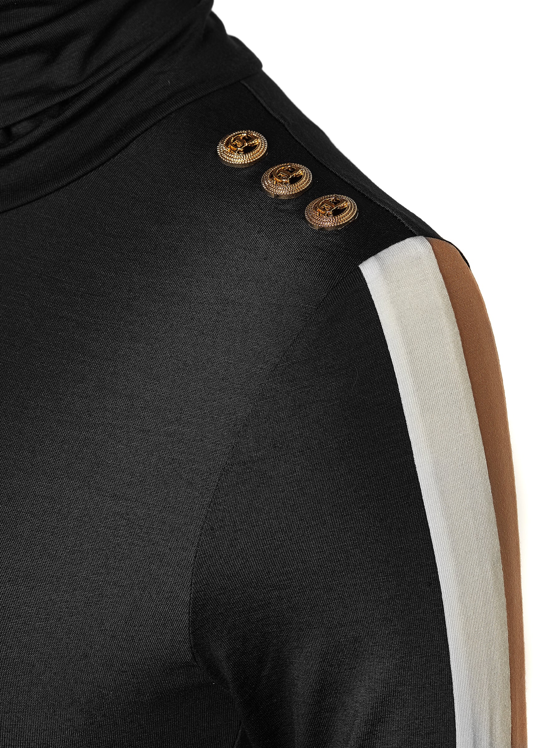 Panel Long Sleeve Roll Neck (Black Camel) - Image 8