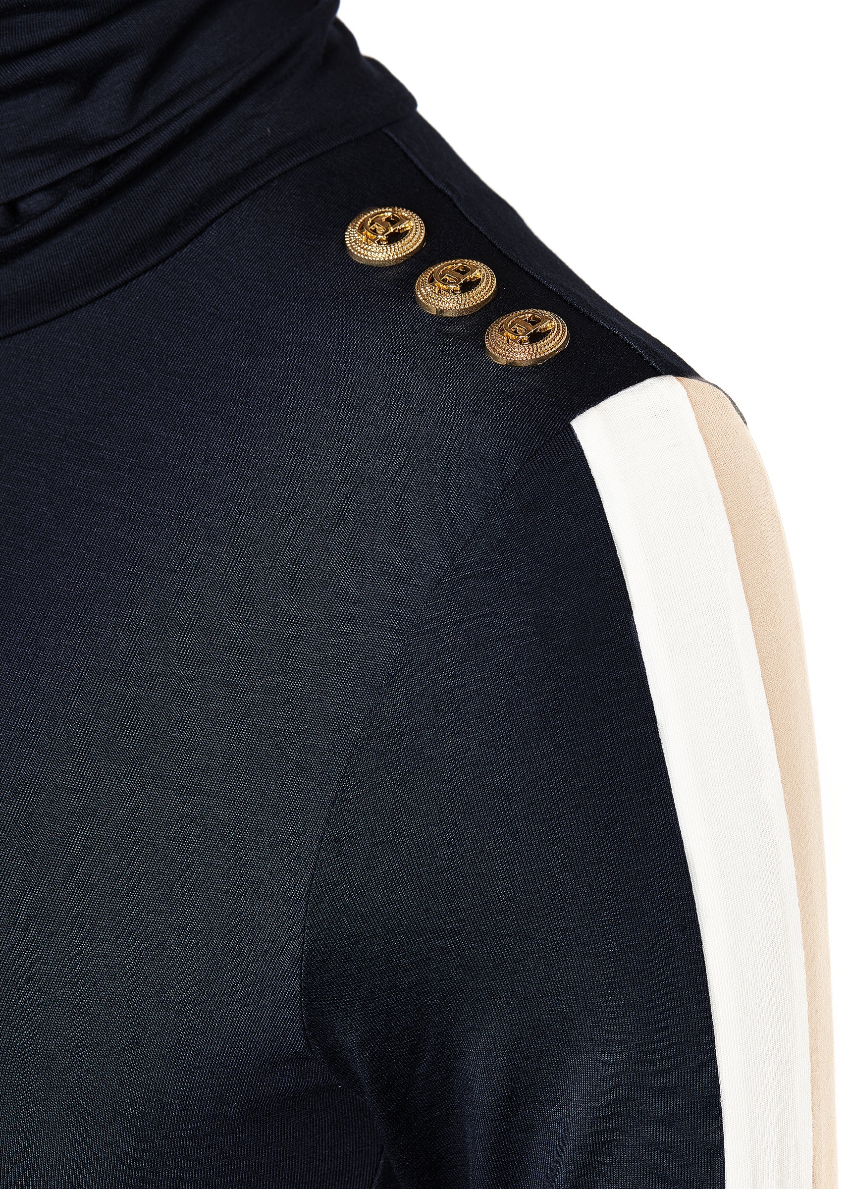 Panel Long Sleeve Roll Neck (Navy Ecru) - Image 7