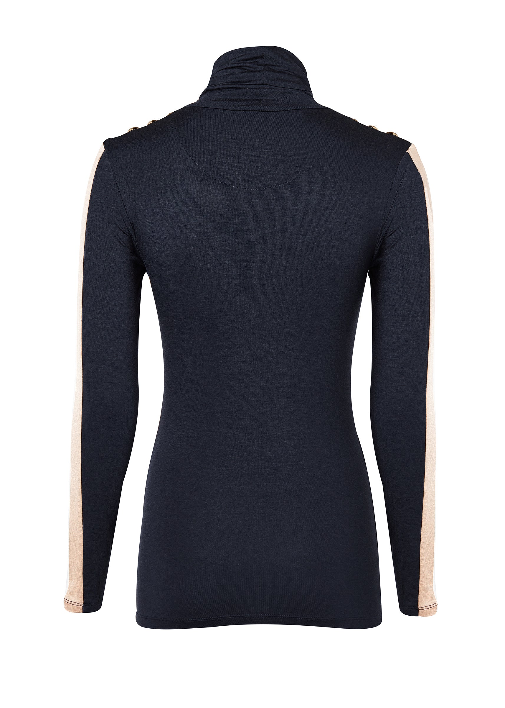 Panel Long Sleeve Roll Neck (Navy Ecru) - Image 8