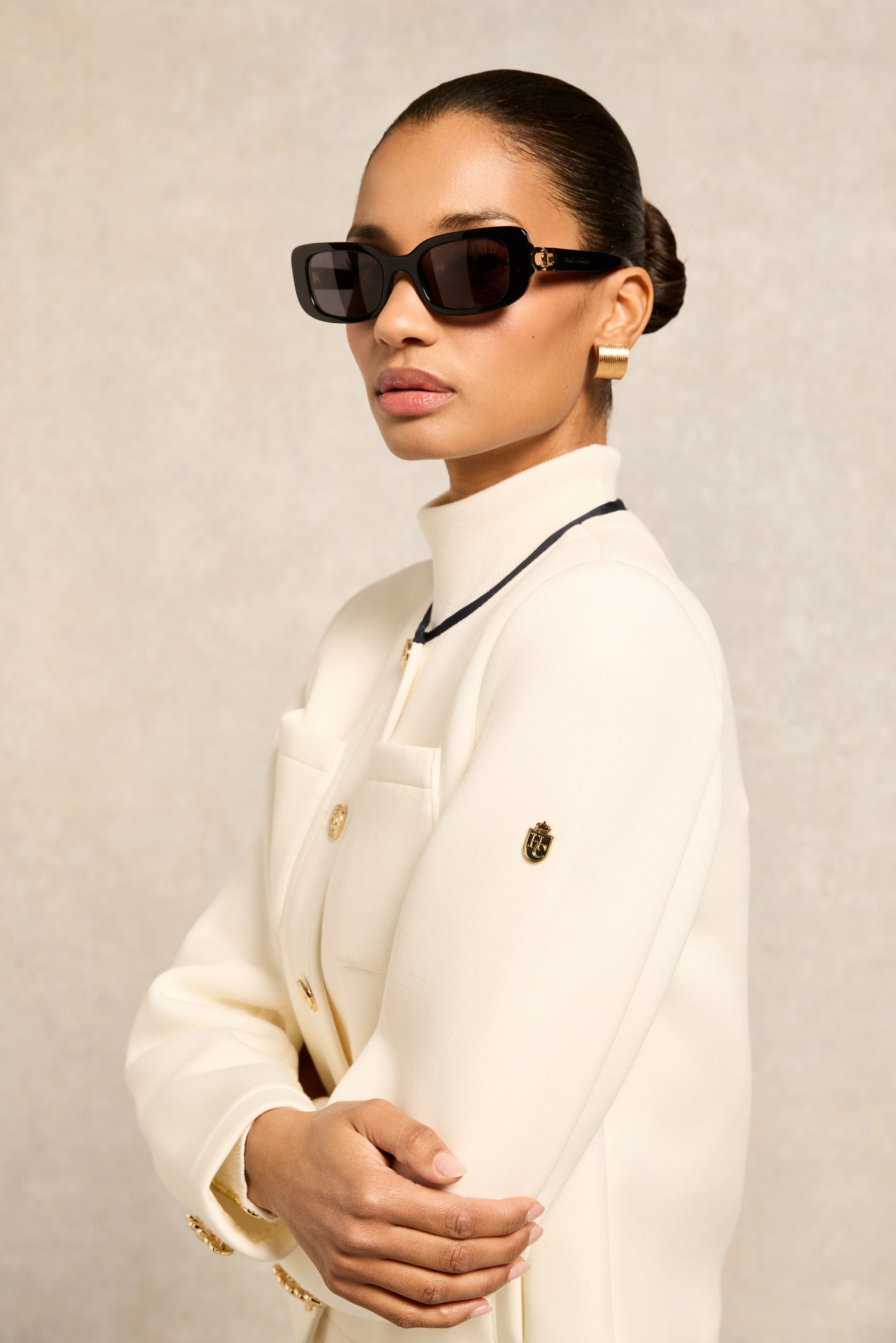 Paris Narrow Sunglasses (Black) - Image 3