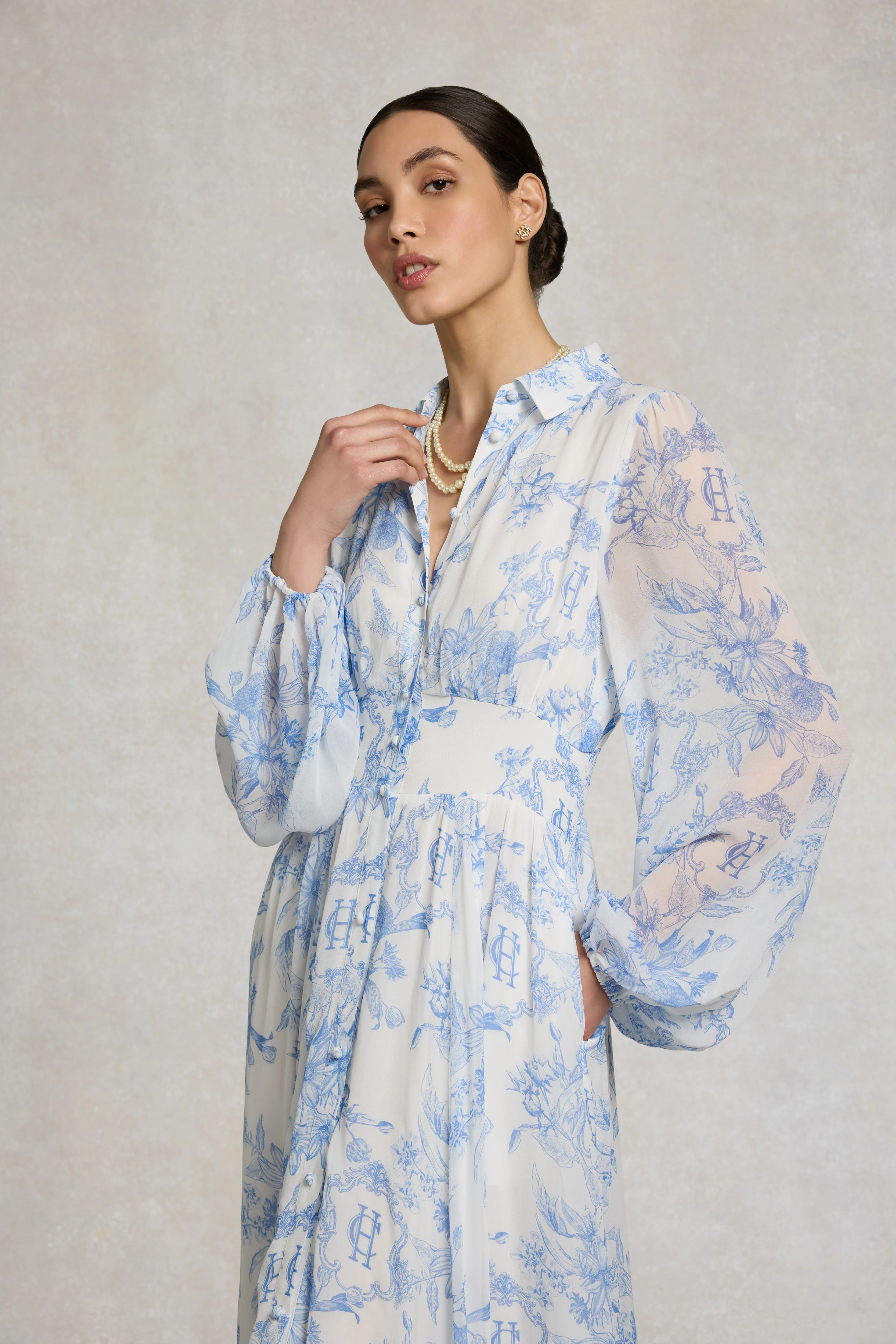 Paros Shirt Dress (English Blue Garden) - Image 6