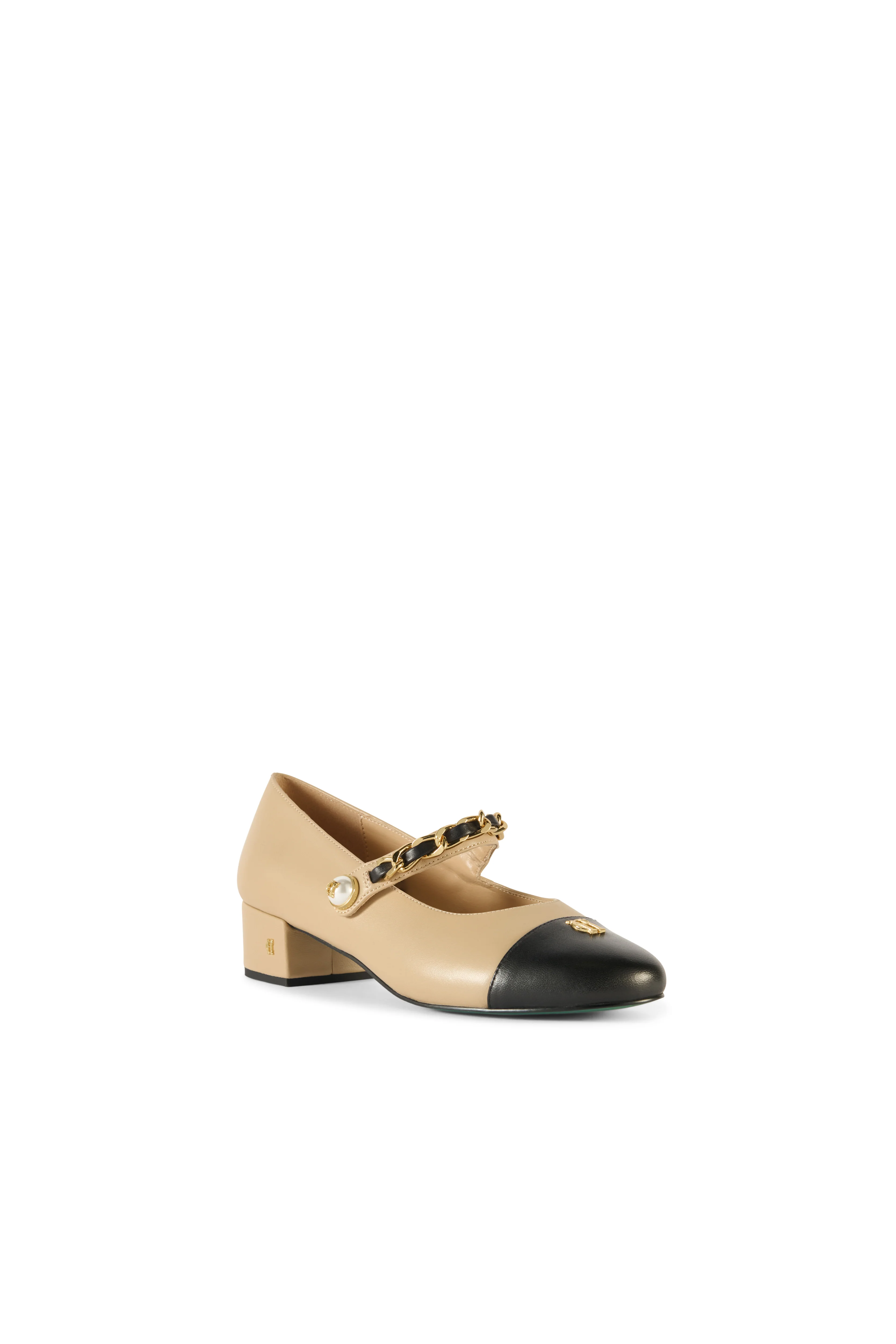 Pearl Ballet Mid Heel (Nude Black Leather) - Image 4