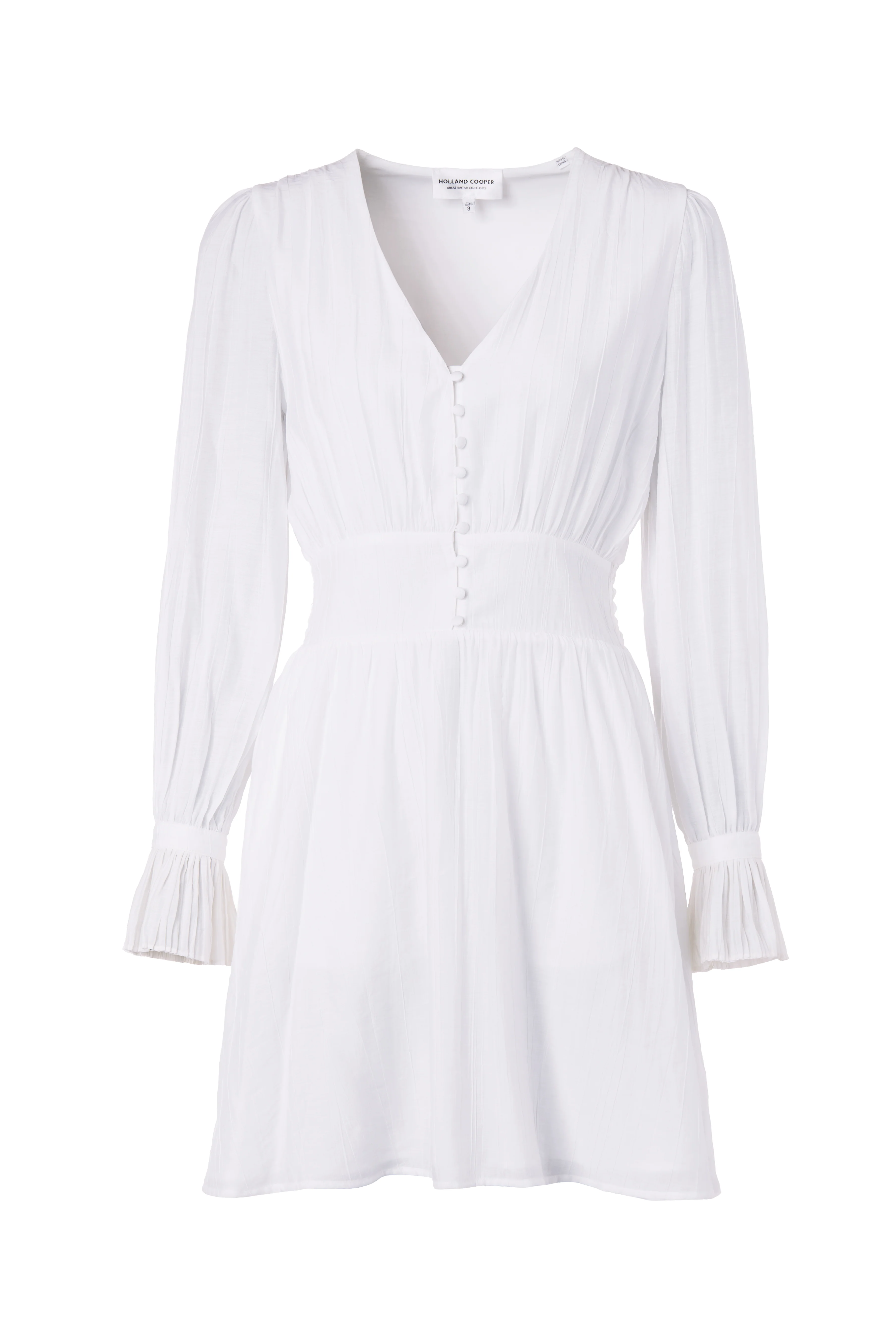 Phoebe V-Neck Mini Dress (White) - Image 4