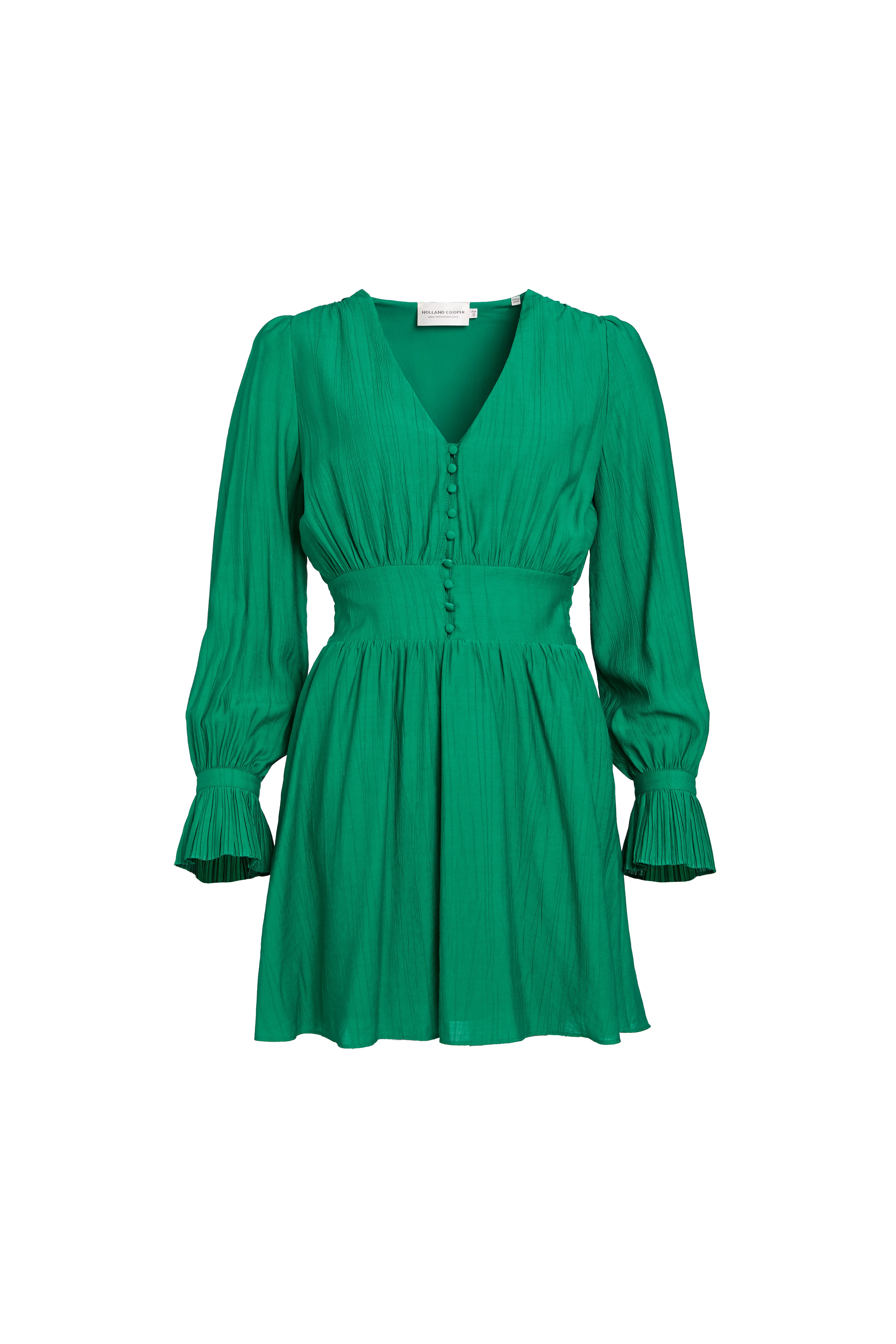 Phoebe V-Neck Mini Dress (Jewel Green) - Image 4