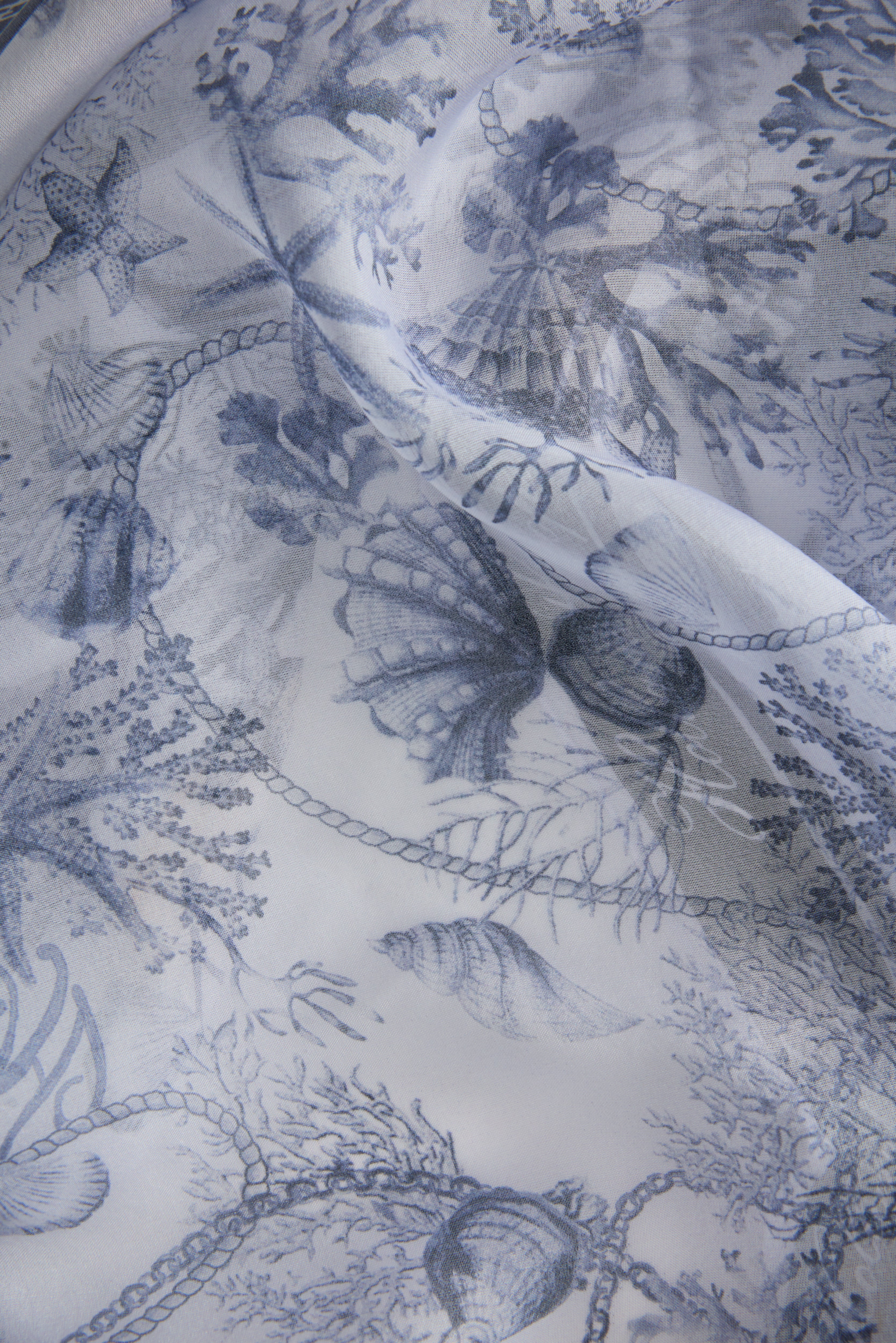 Provence Fine Silk Scarf (Blue Sea Shells) - Image 4