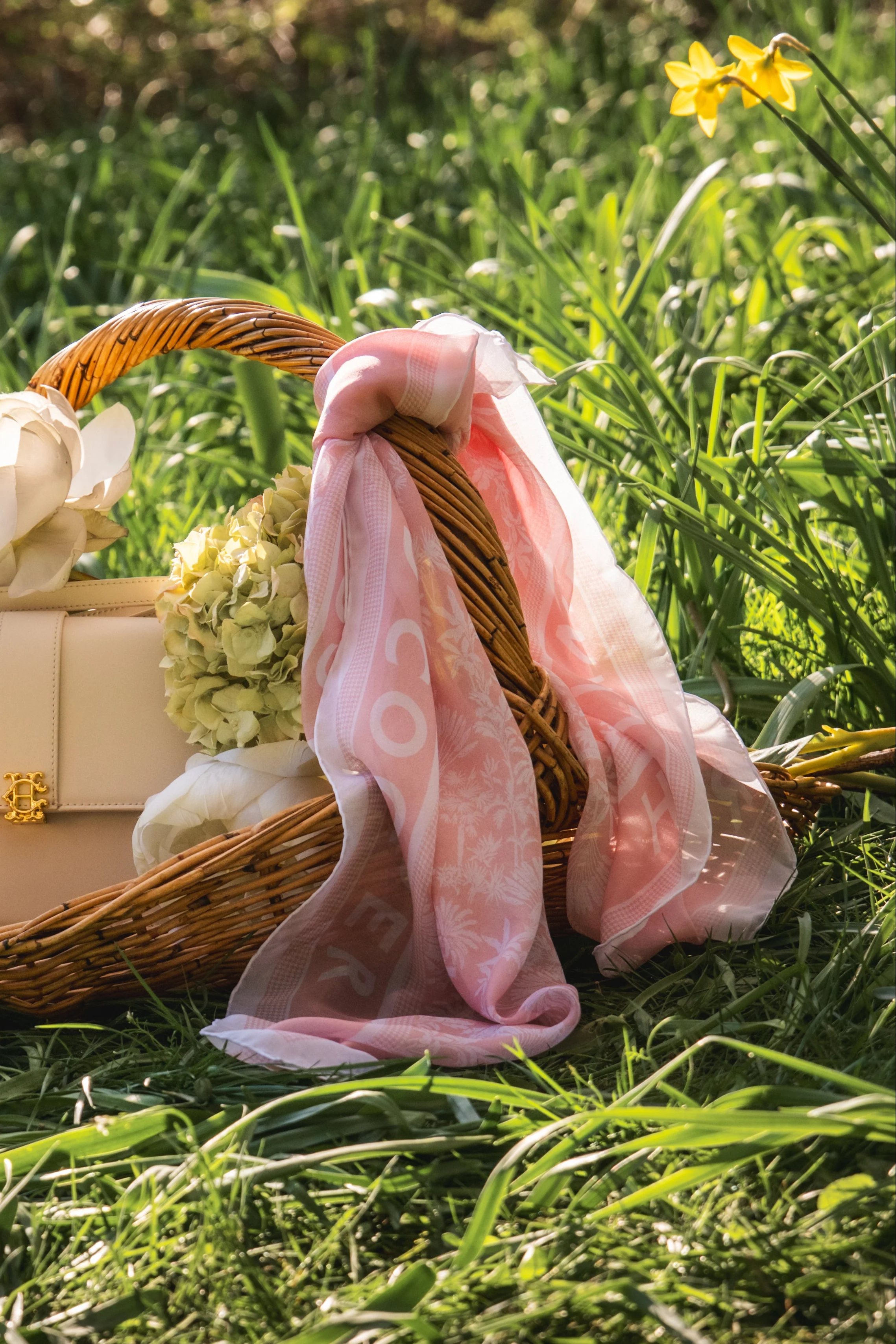 Provence Fine Silk Scarf (Pink Palms)