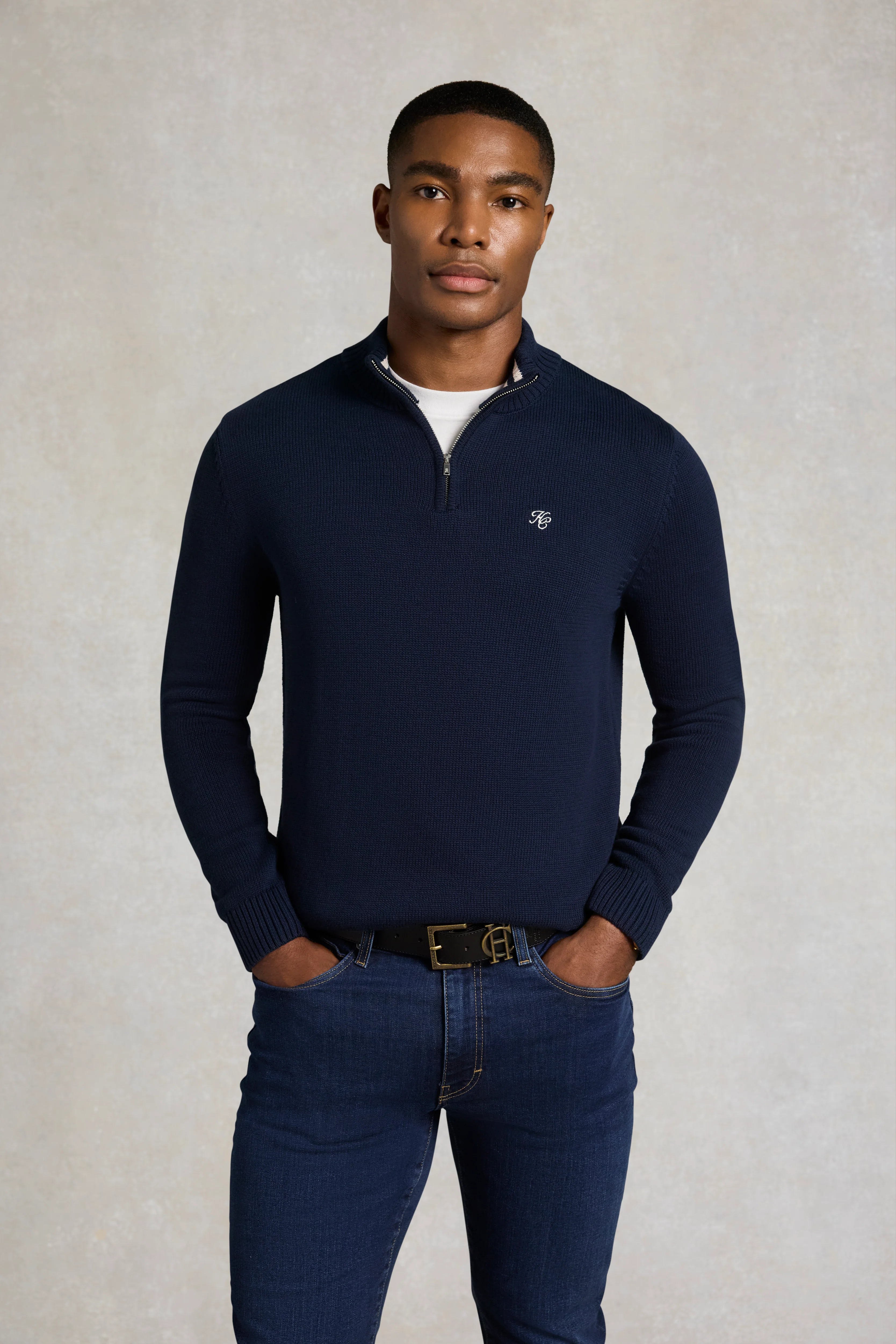 Men's Quarter Zip Knit (Ink Navy)